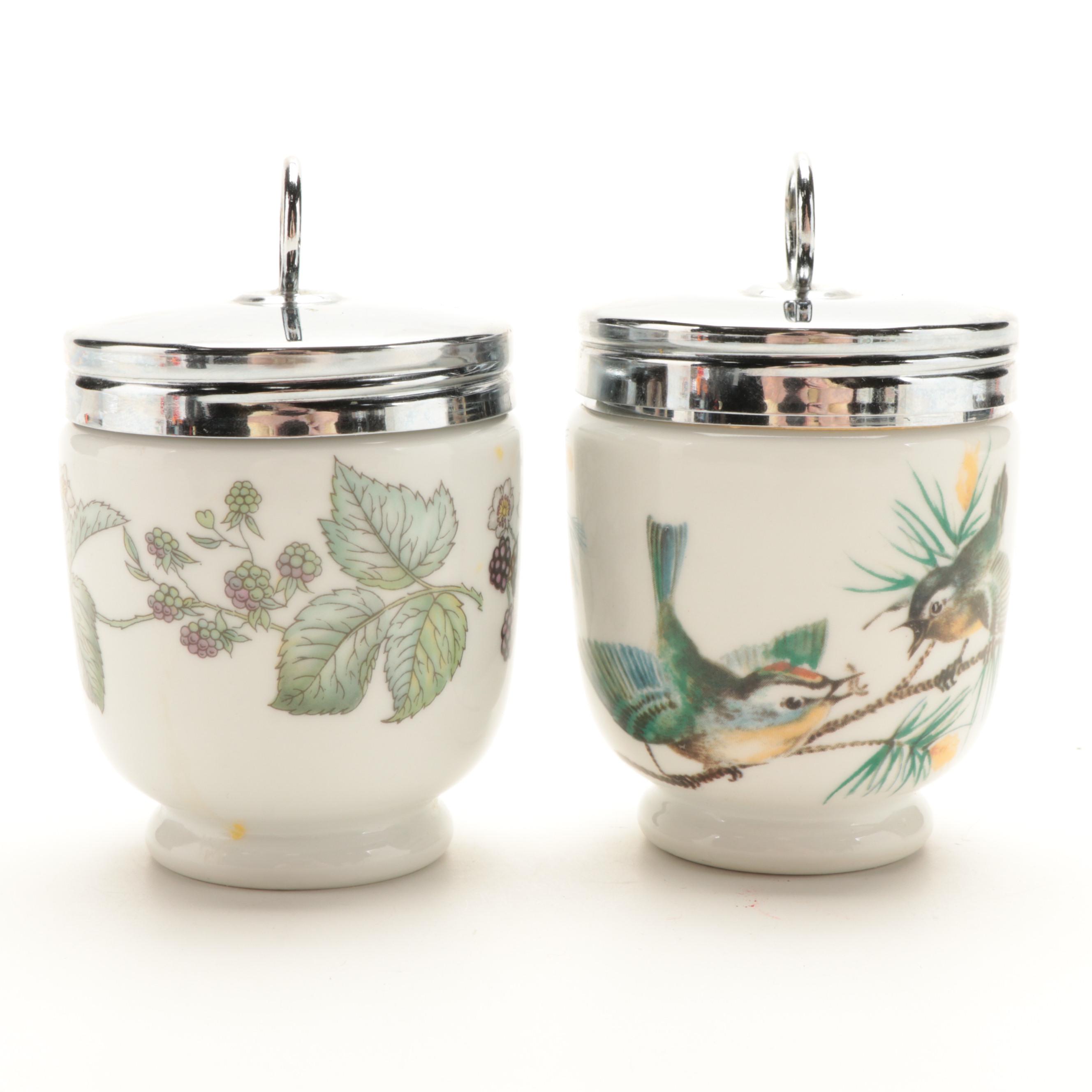 Royal Worcester Porcelain Egg Coddlers with Other Egg Cups