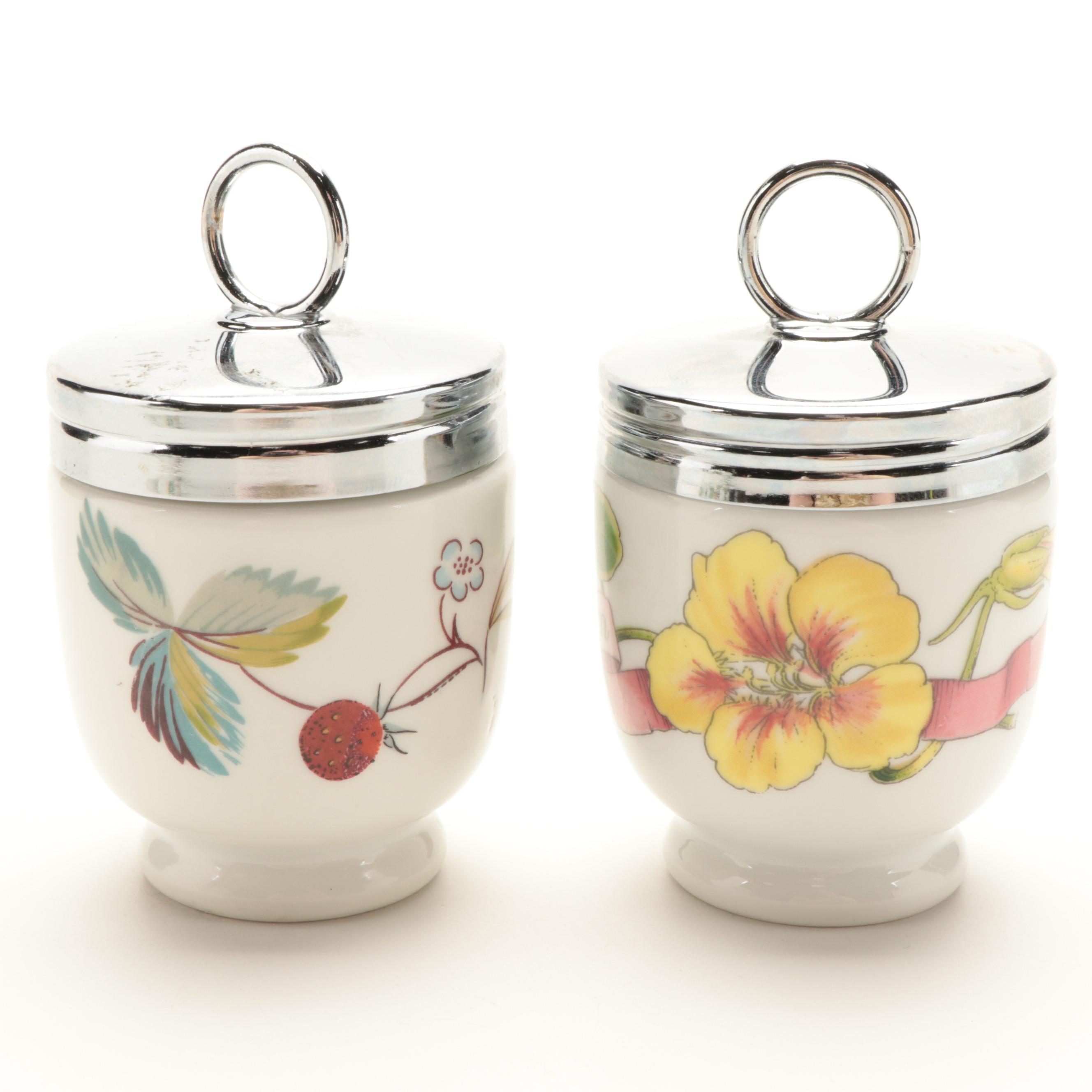 Royal Worcester Porcelain Egg Coddlers with Other Egg Cups