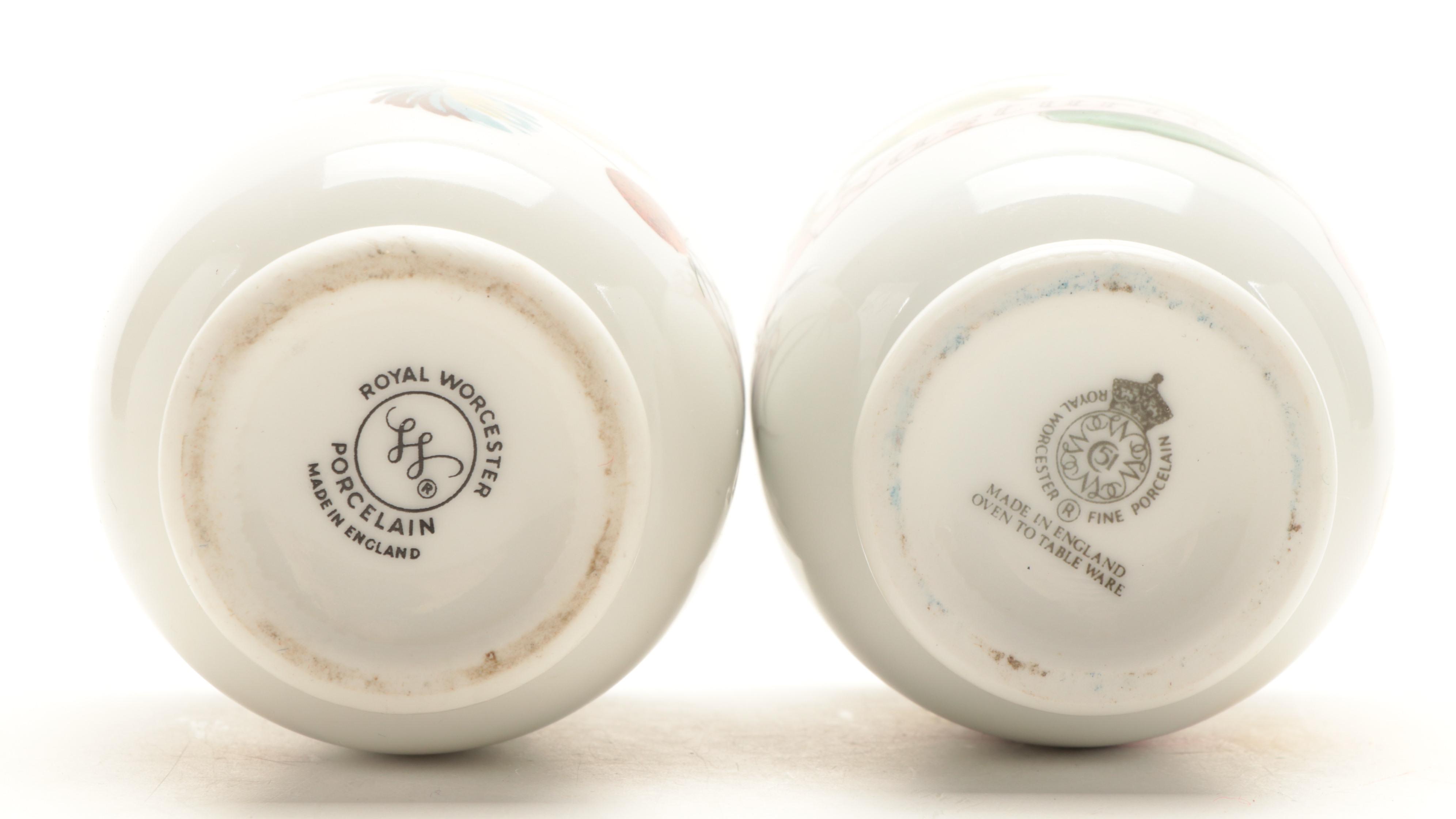 Royal Worcester Porcelain Egg Coddlers with Other Egg Cups