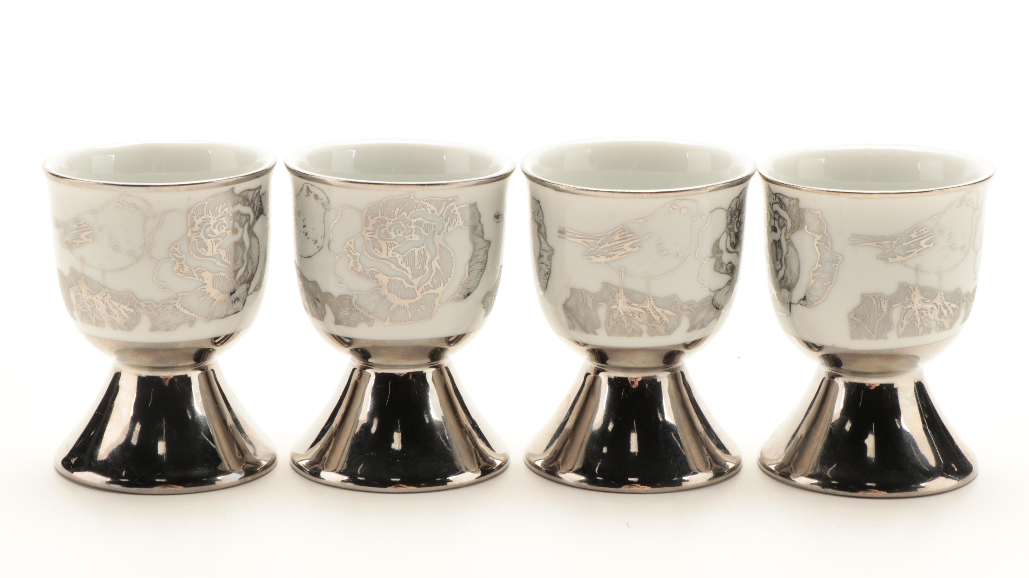 Royal Worcester Porcelain Egg Coddlers with Other Egg Cups