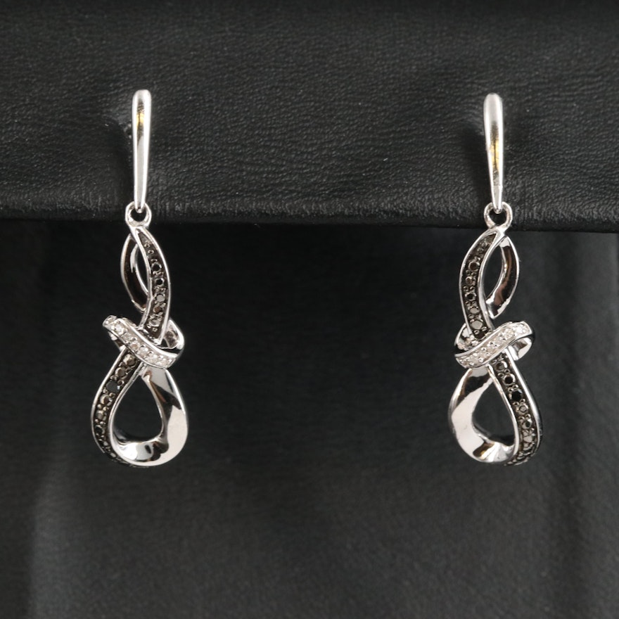 Sterling Diamond Infinity Drop Earrings