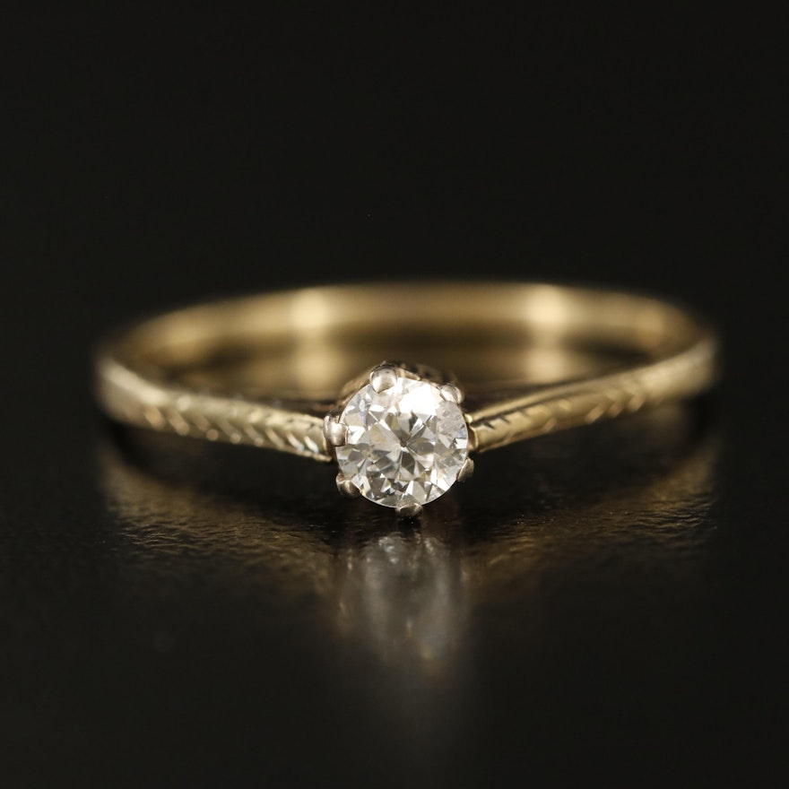 Vintage 14K 0.17 CT Diamond Solitaire Ring