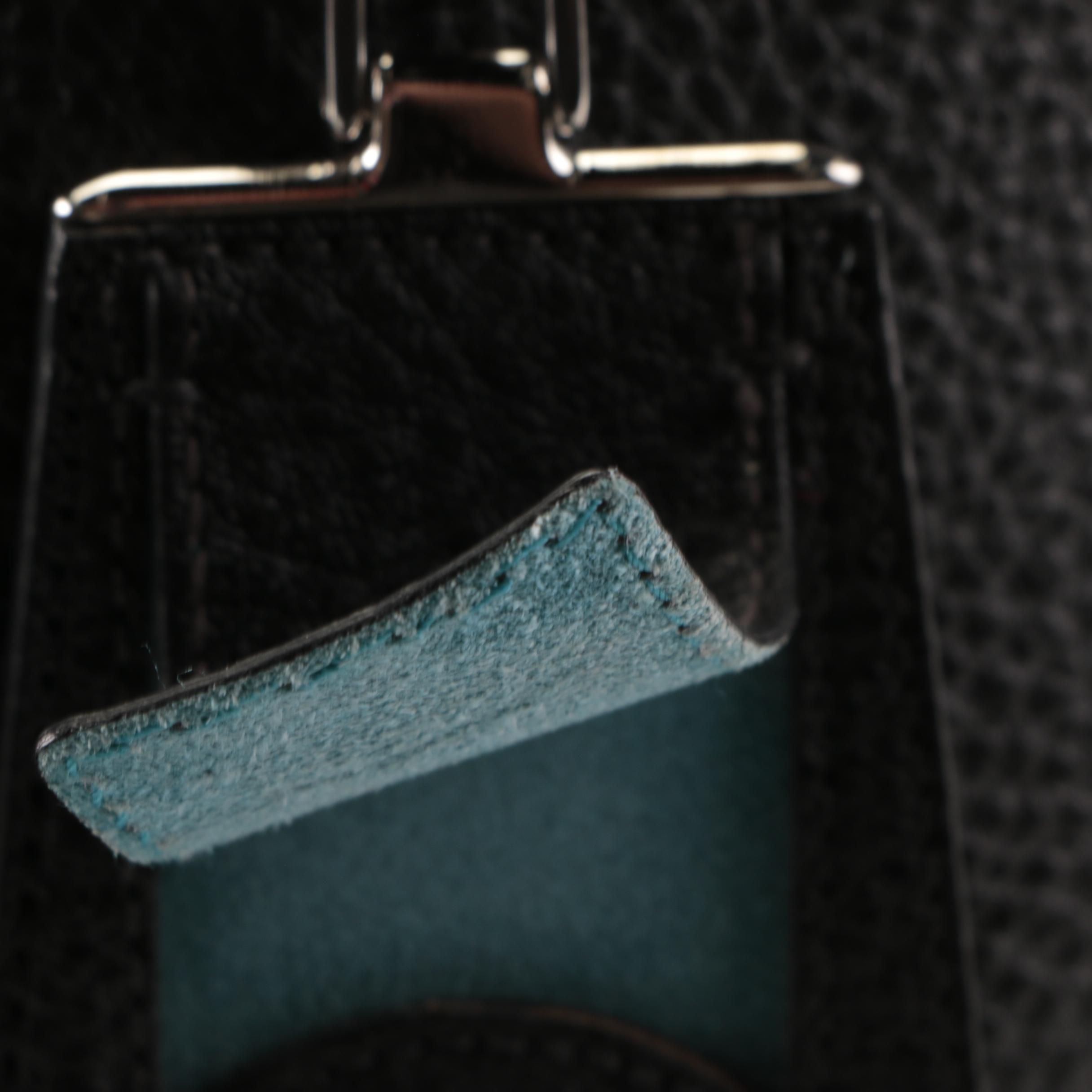 Prada Medium Double Tote in Black Deerskin Leather with Detachable Strap