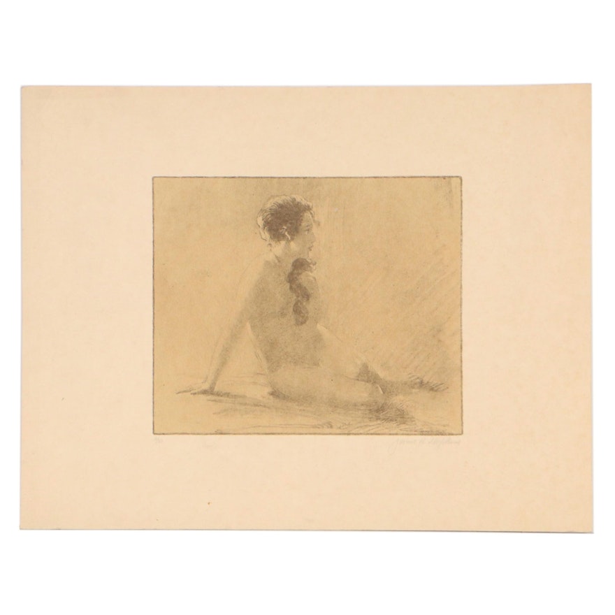 Lithograph After James Roy Hopkins "Nude," Mid to Late 20th Century