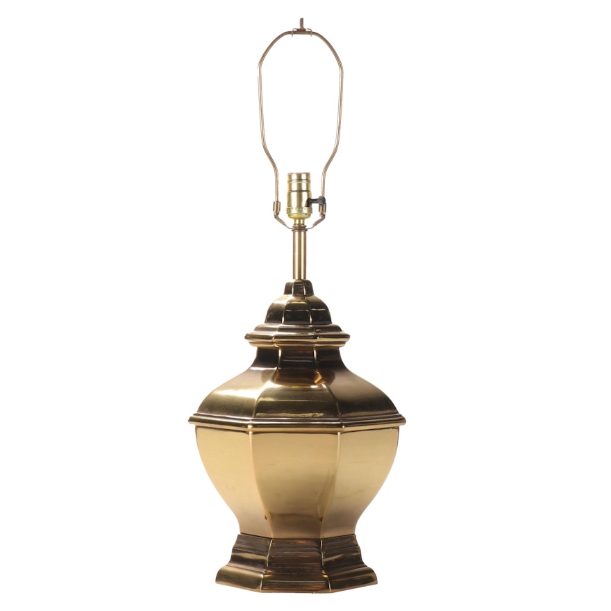 Brass Hexagonal Tea Caddy Style Lamp, Mid to Late 20th Century