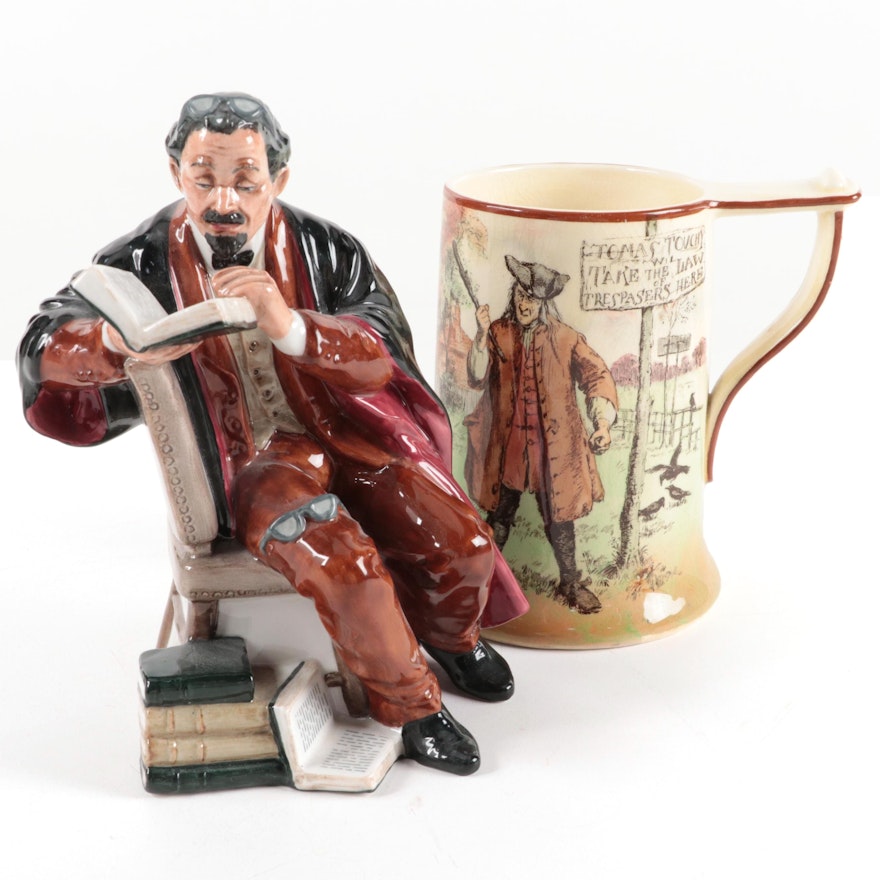 Royal Doulton "The Professor" Ceramic Figurine and "Sir Roger De Coverley" Mug