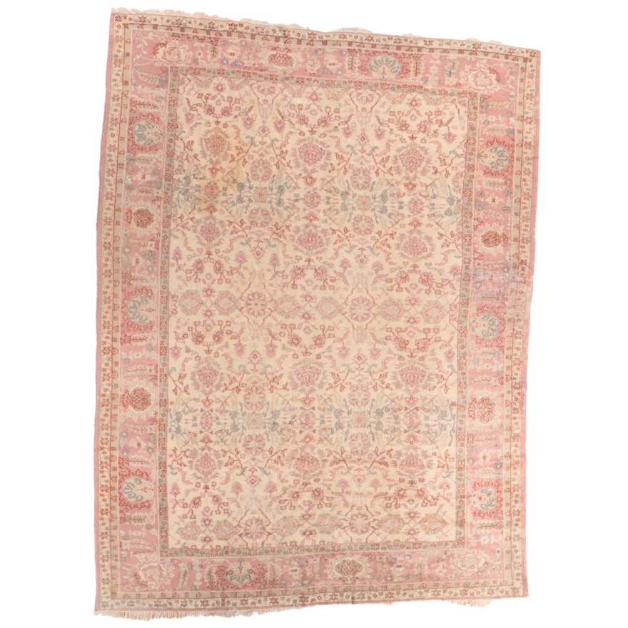 8'8 x 12'4 Hand-Knotted Indian Agra Room Sized Rug