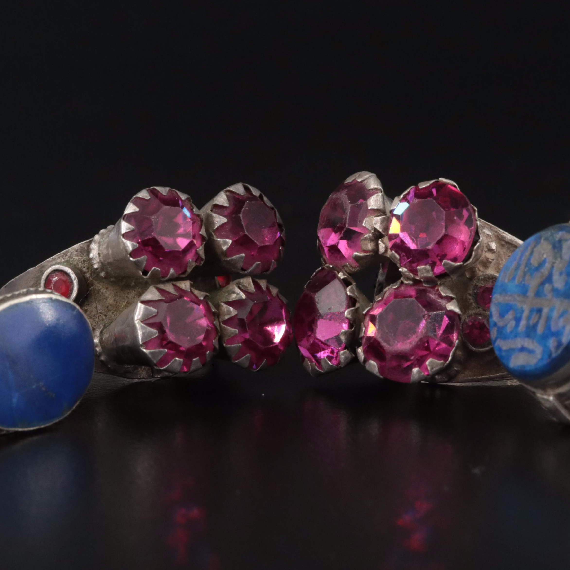 Vintage Afghan and Pakistan Sterling Ring Selection Including Lapis Lazuli