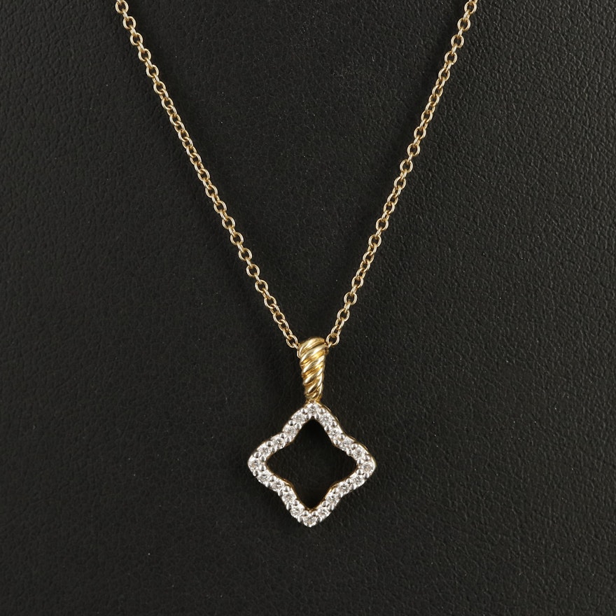 18K Qutra Foil Pendant on 14K Chain Necklace