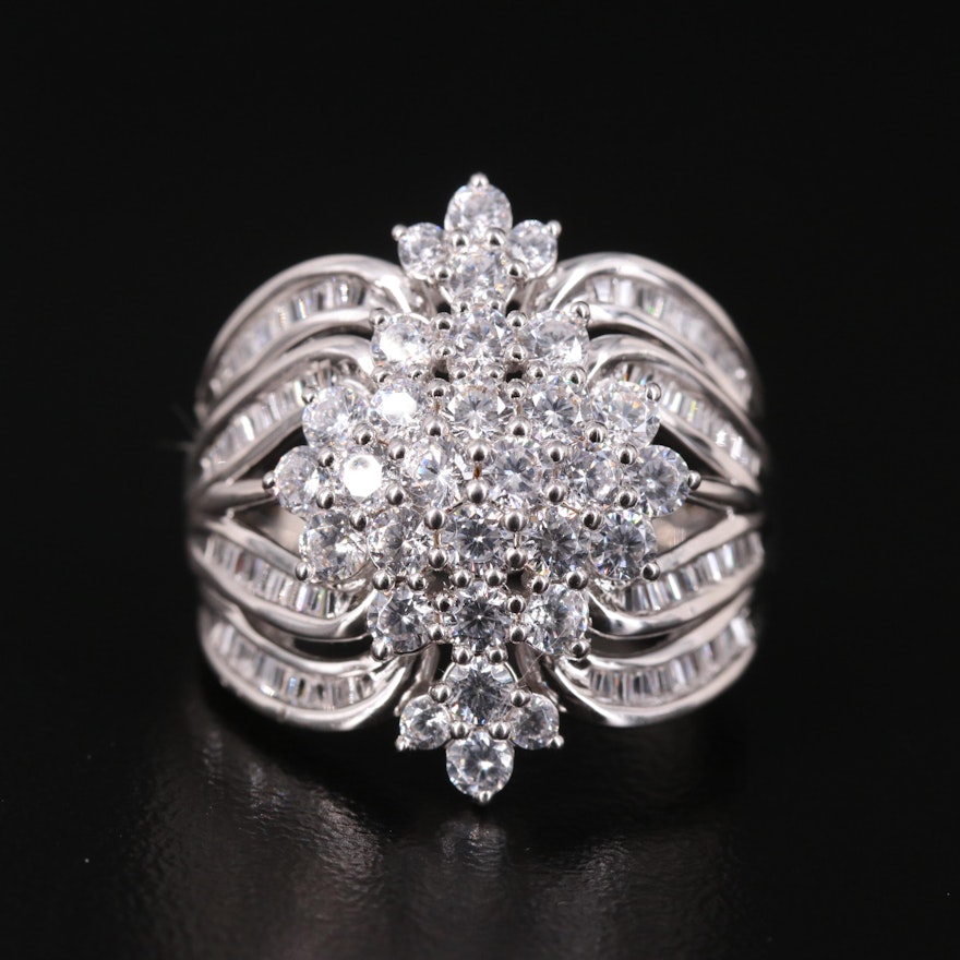 Sterling Cubic Zirconia Cluster Ring