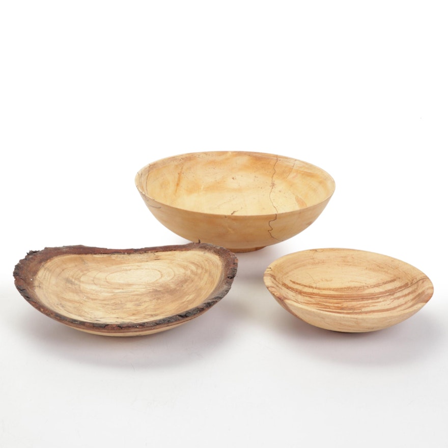 Jim Eliopulos Turned and Live Edge Beech, Maple, and Box Elder Bowls