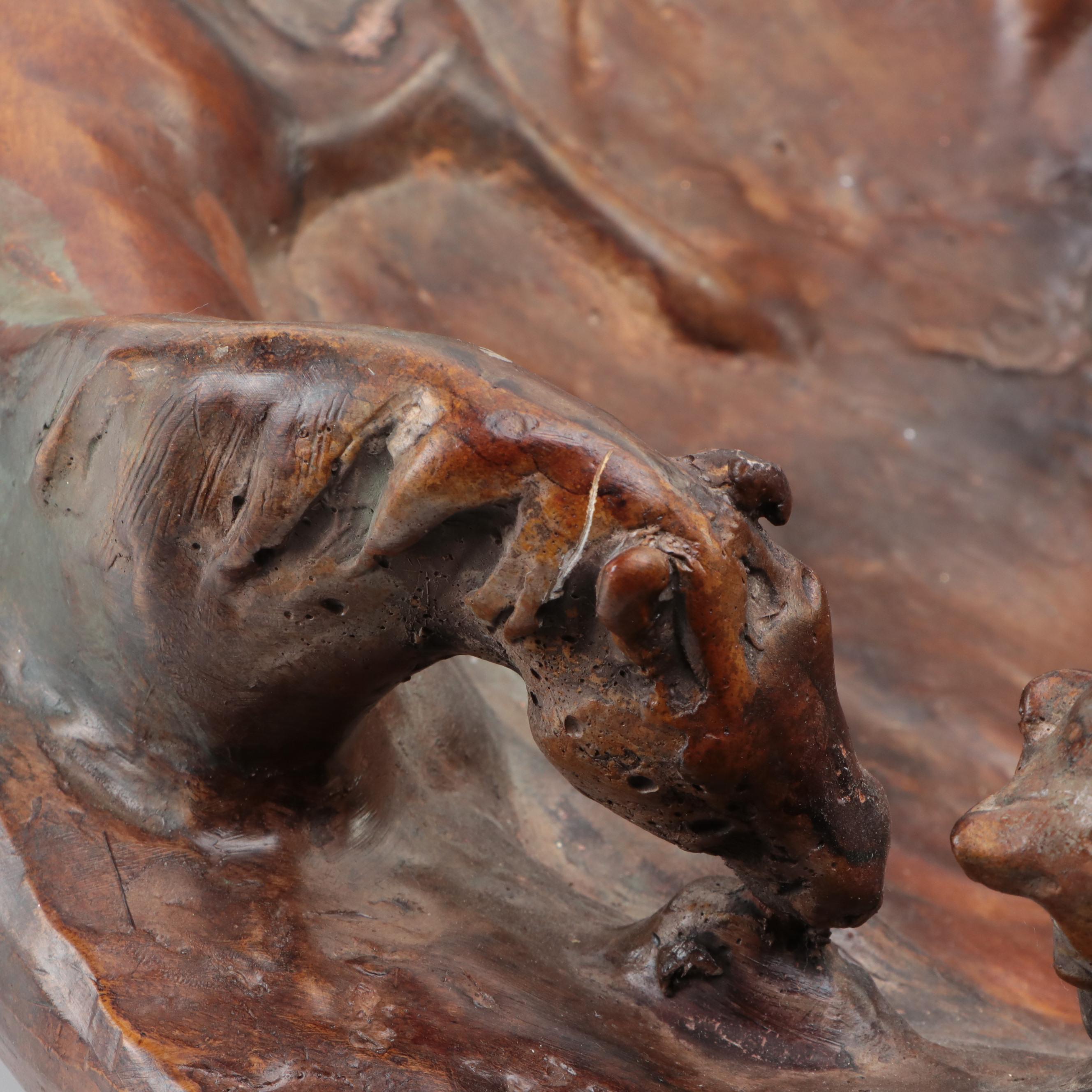 Attila Tivadar Studio Cast Gypsum Horse Centerpiece Bowl