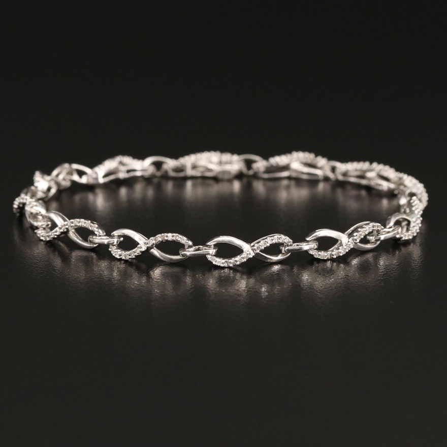 Sterling Diamond Infinity Link Bracelet