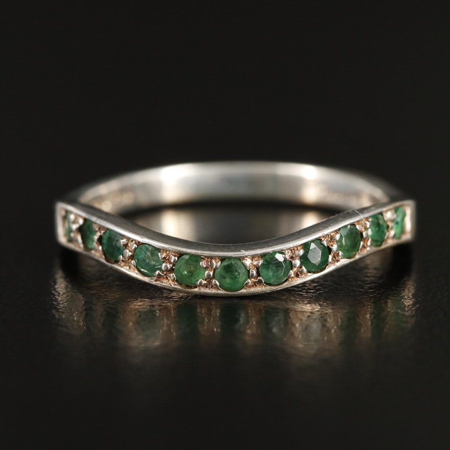 Sterling Emerald Contoured Band