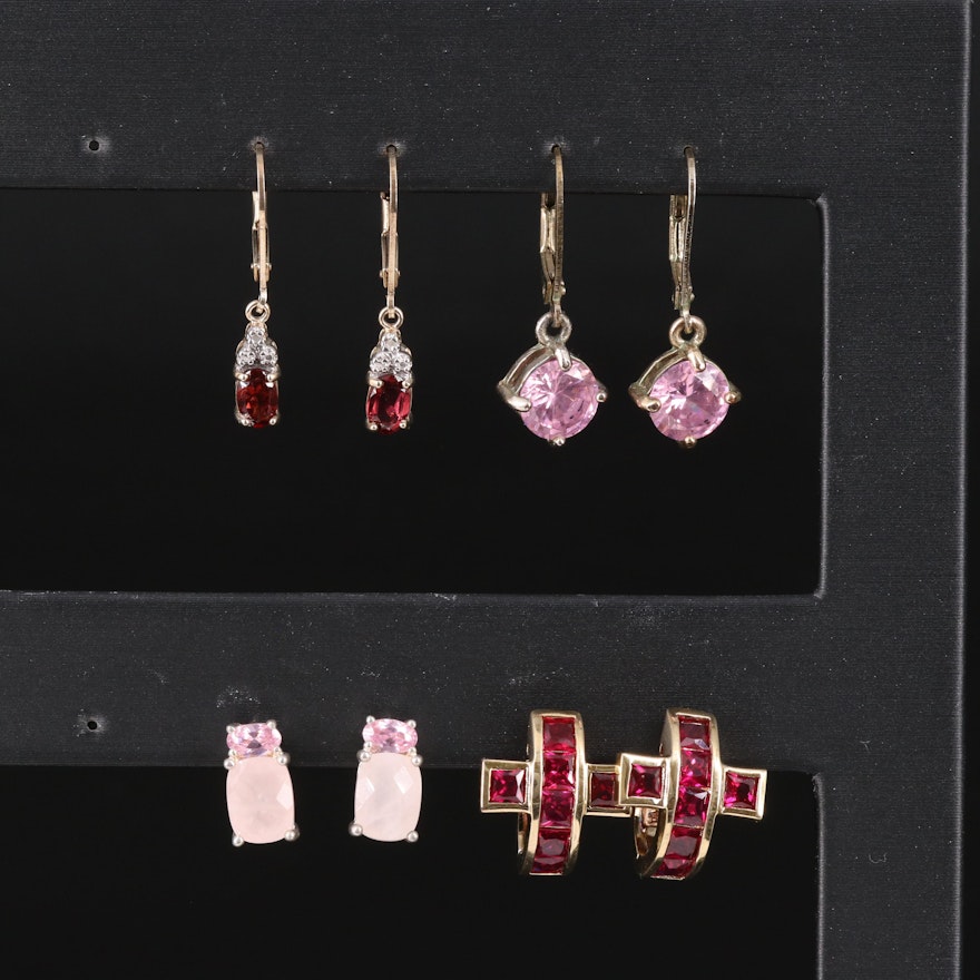 Ruby, Diamond, Rose Quartz and Sterling Featured in Earring Selection