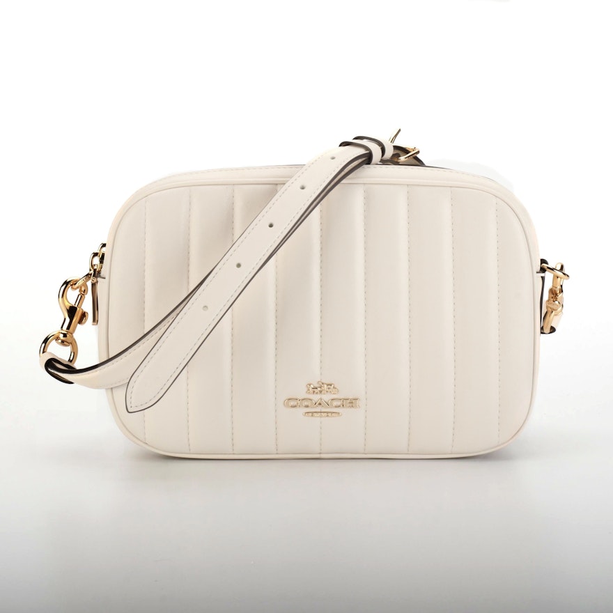 Coach Jes Crossbody Bag in White Linear Quilted Leather