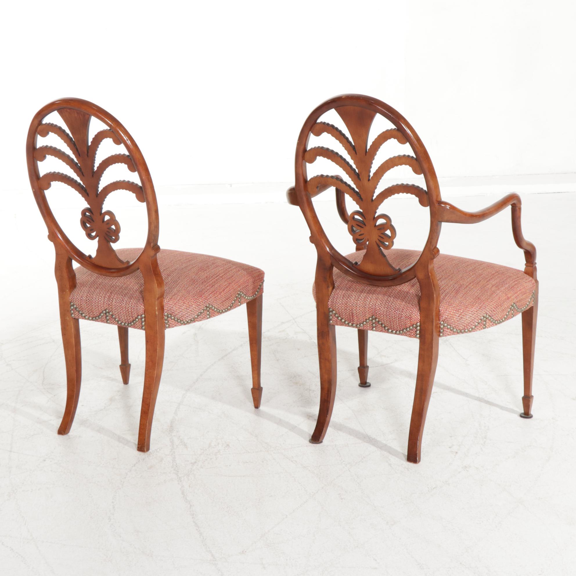 Ten Hepplewhite Style Mahogany Prince of Wales Featherback Dining Chairs