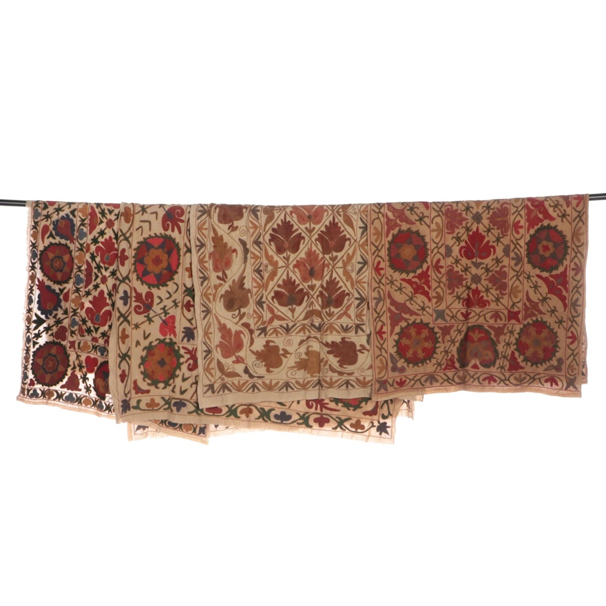 Central Asian Suzani Embroidered Zardevor Wall Hangings