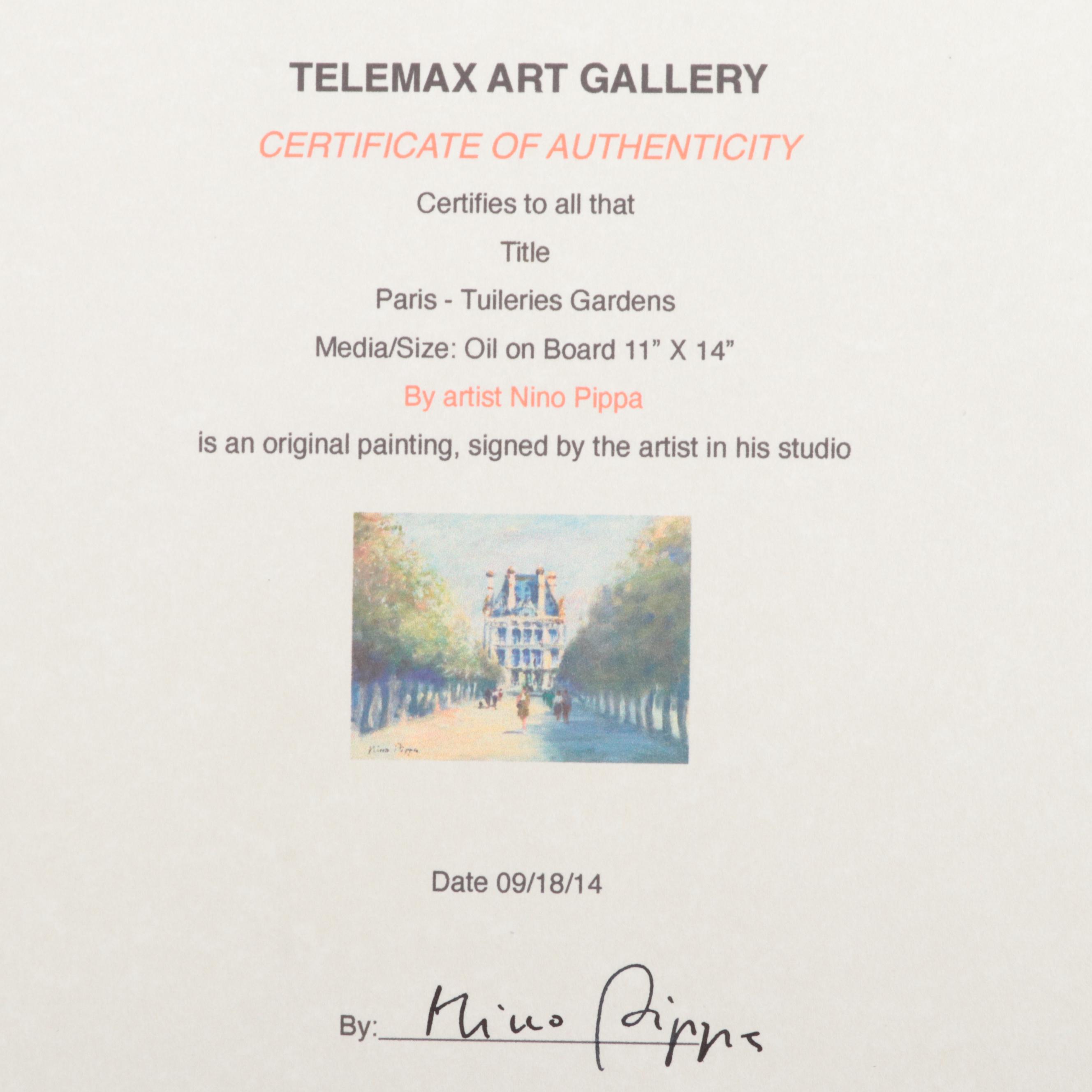 Nino Pippa Oil Painting "Paris - Tuileries Gardens," 2014