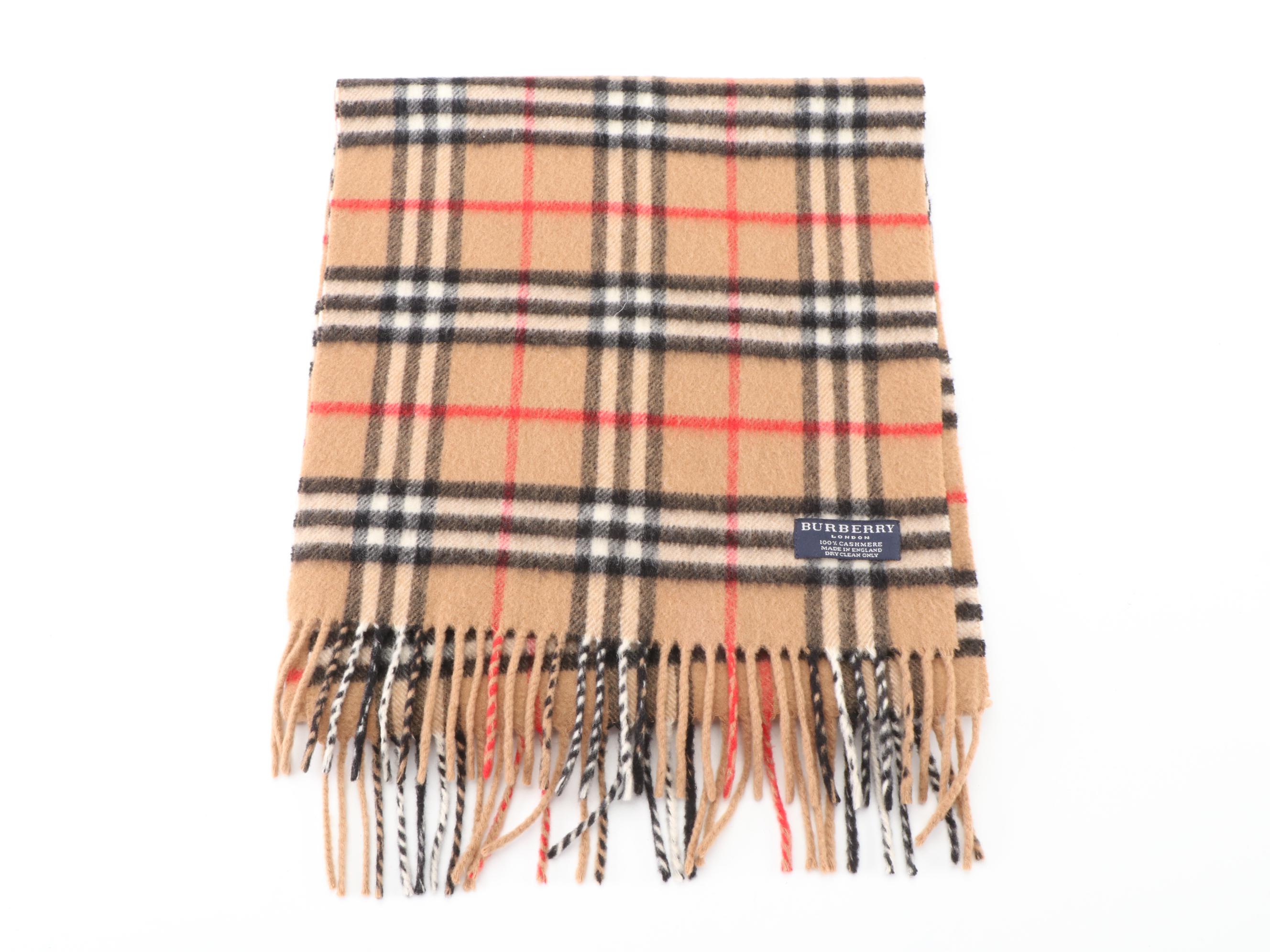 Burberry Cashmere Fringed Scarf in "Nova Check"