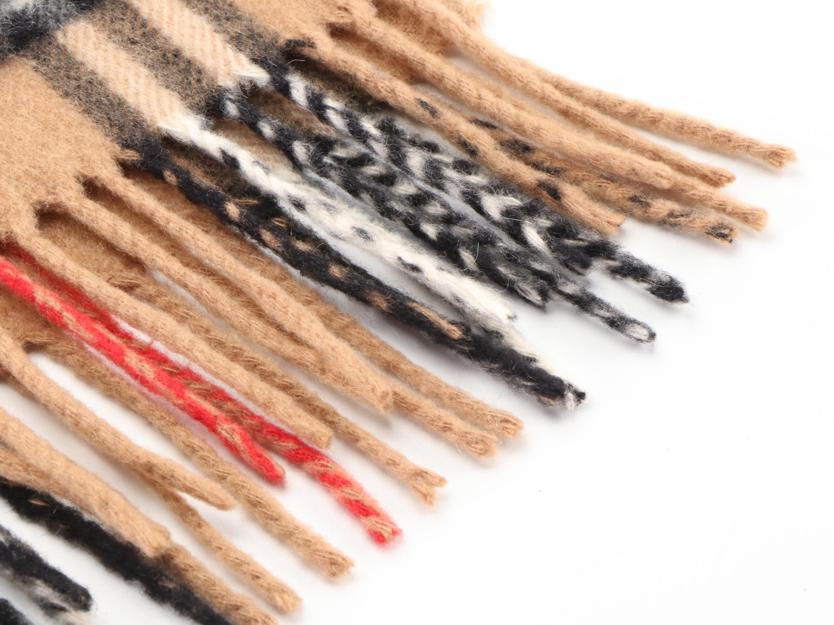 Burberry Cashmere Fringed Scarf in "Nova Check"