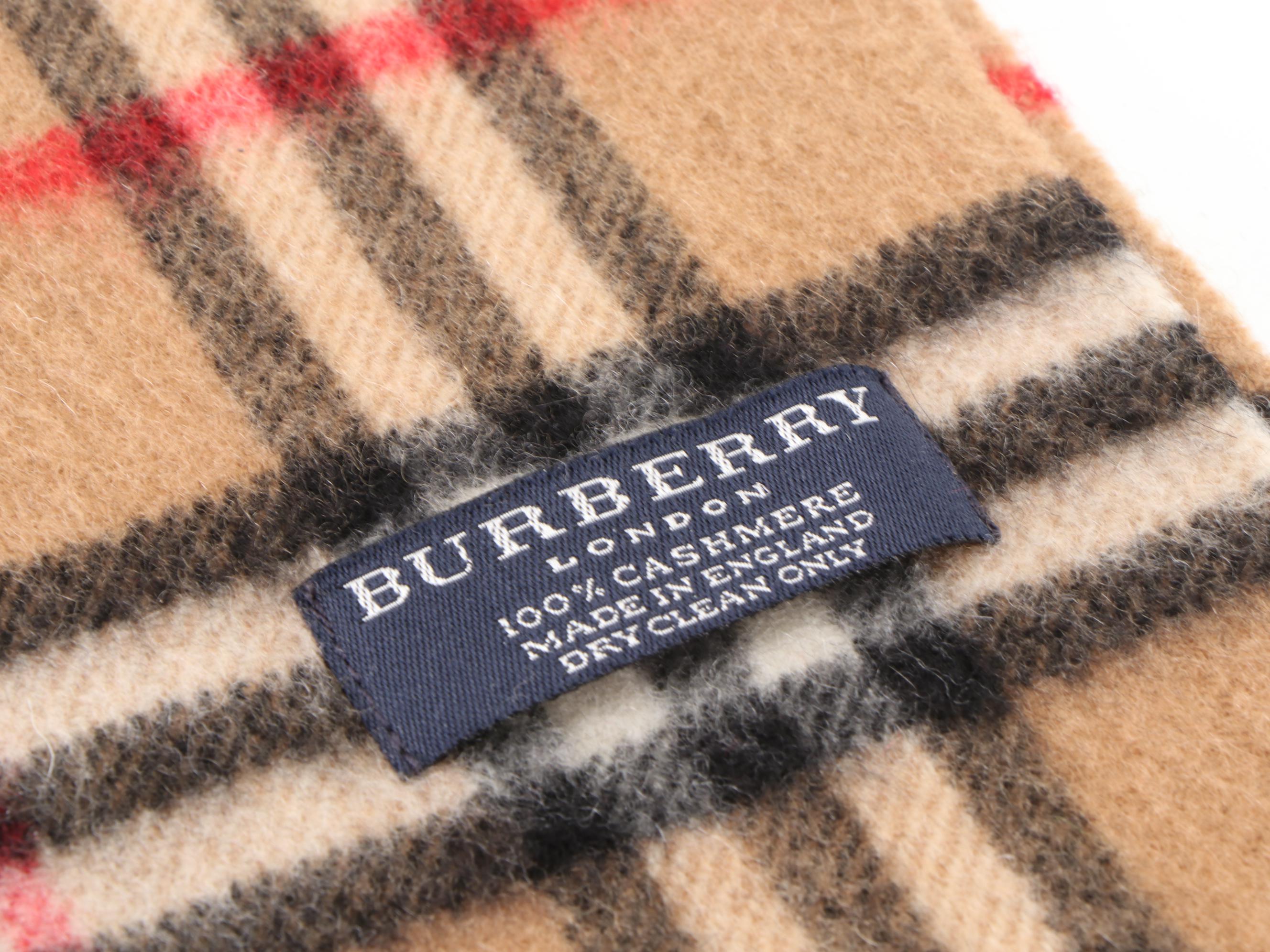 Burberry Cashmere Fringed Scarf in "Nova Check"