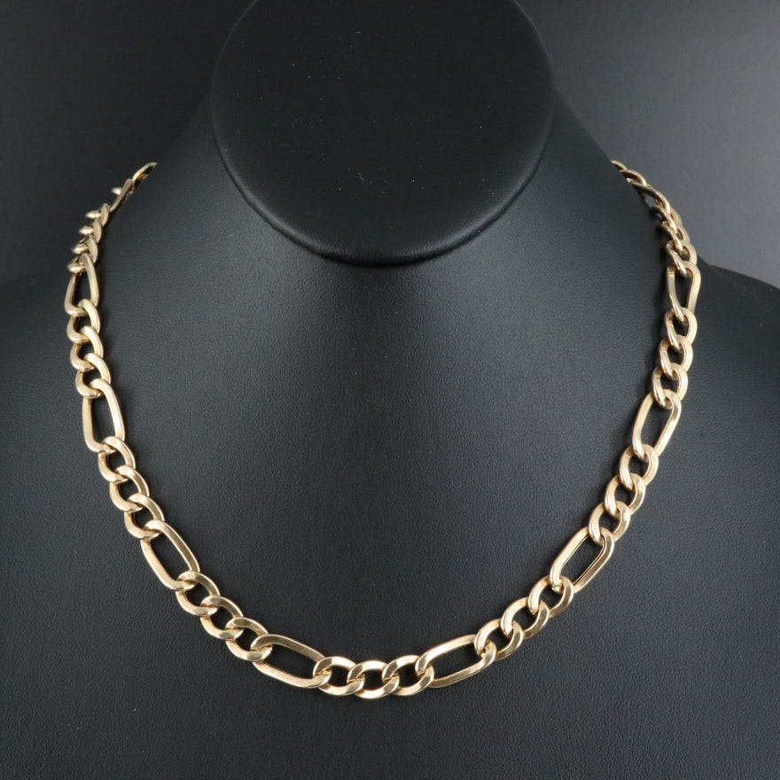 Italian 14K Figaro Chain Necklace