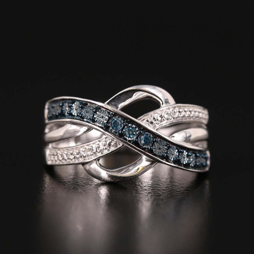 Sterling Diamond Crossover Ring