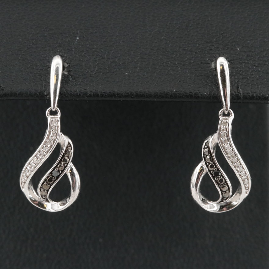 Sterling Diamond Drop Earrings