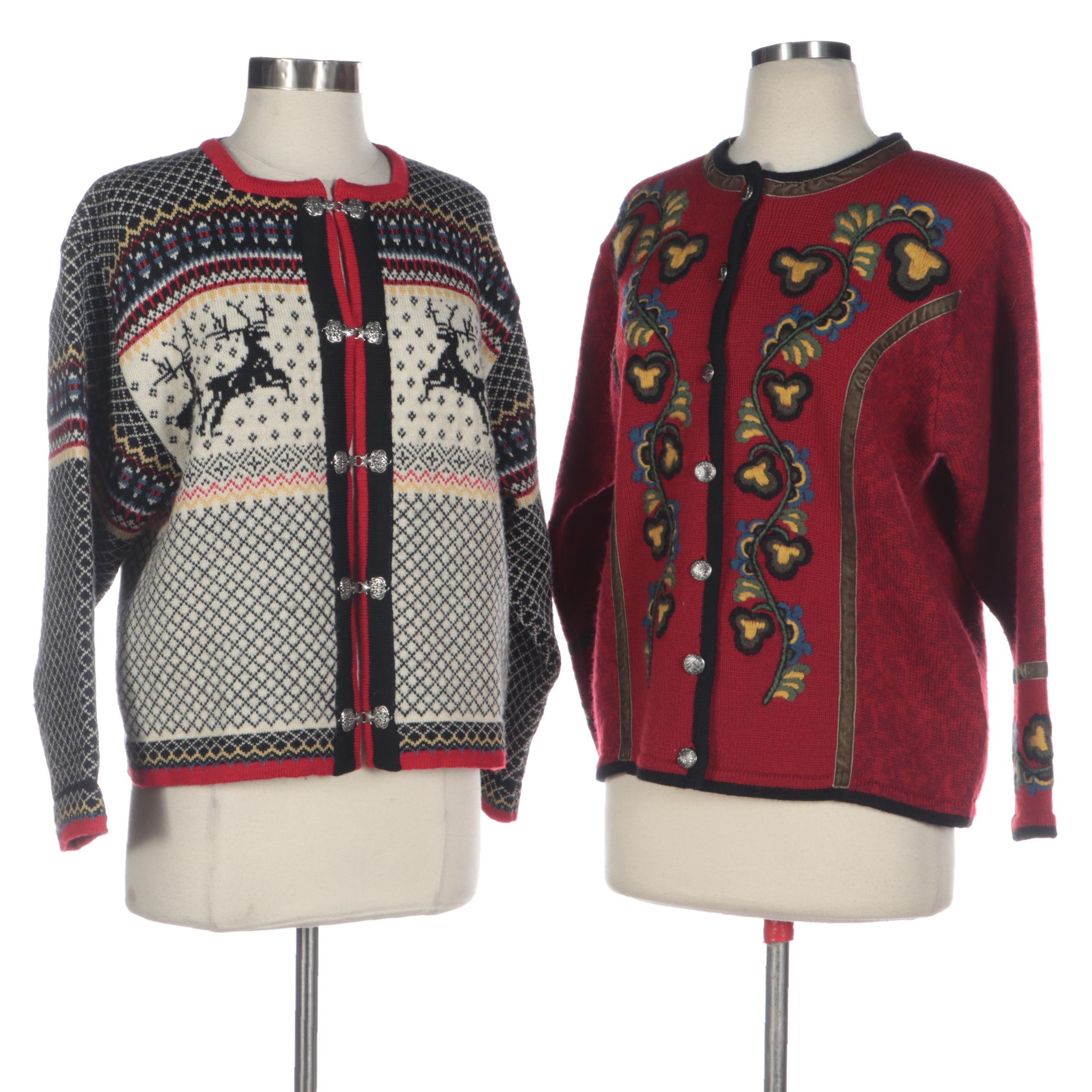 Skjæveland of Norway and Vrikke Wool Knit Cardigan Sweaters