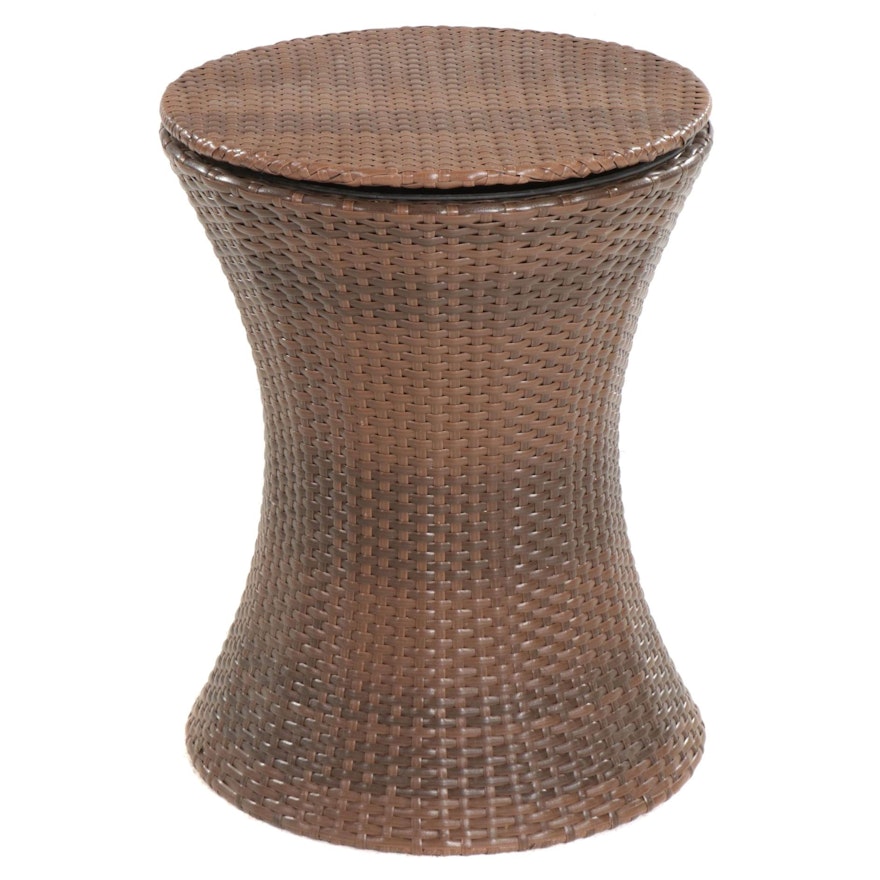 Rattan Style Extendable Beverage Cooler Side Table