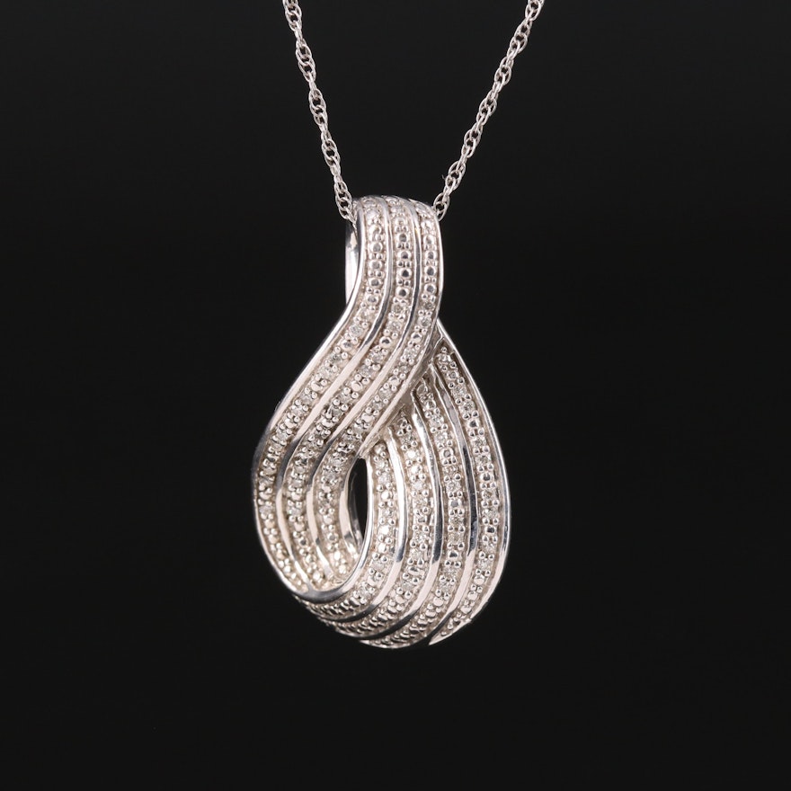 Sterling Diamond Slide Pendant Necklace