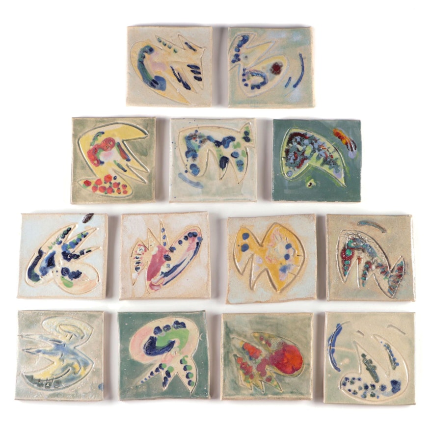 Sarah Roush Biomorphic Glazed Ceramic Tiles