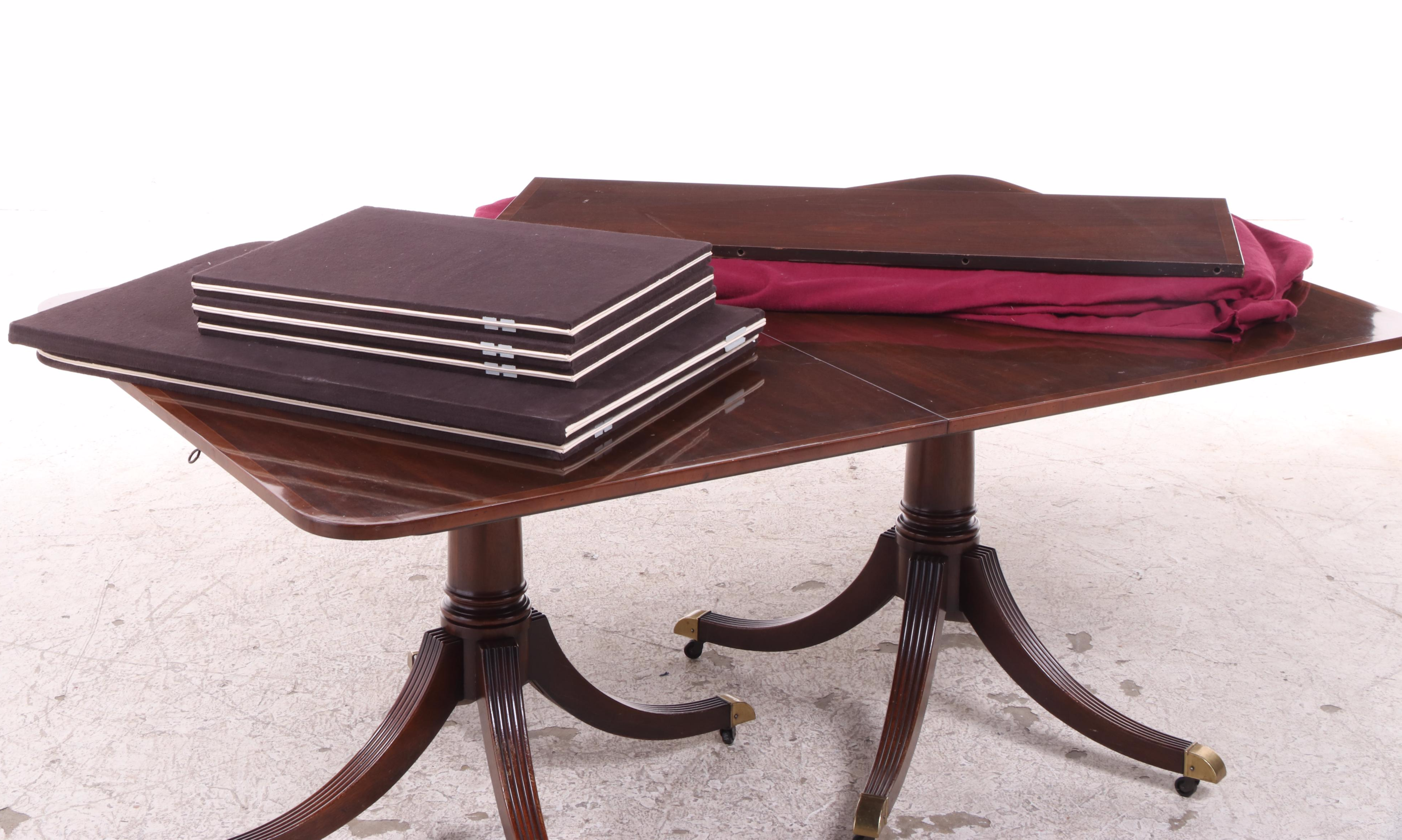 George III Style Double-Pedestal Dining Table, Late 20th Century