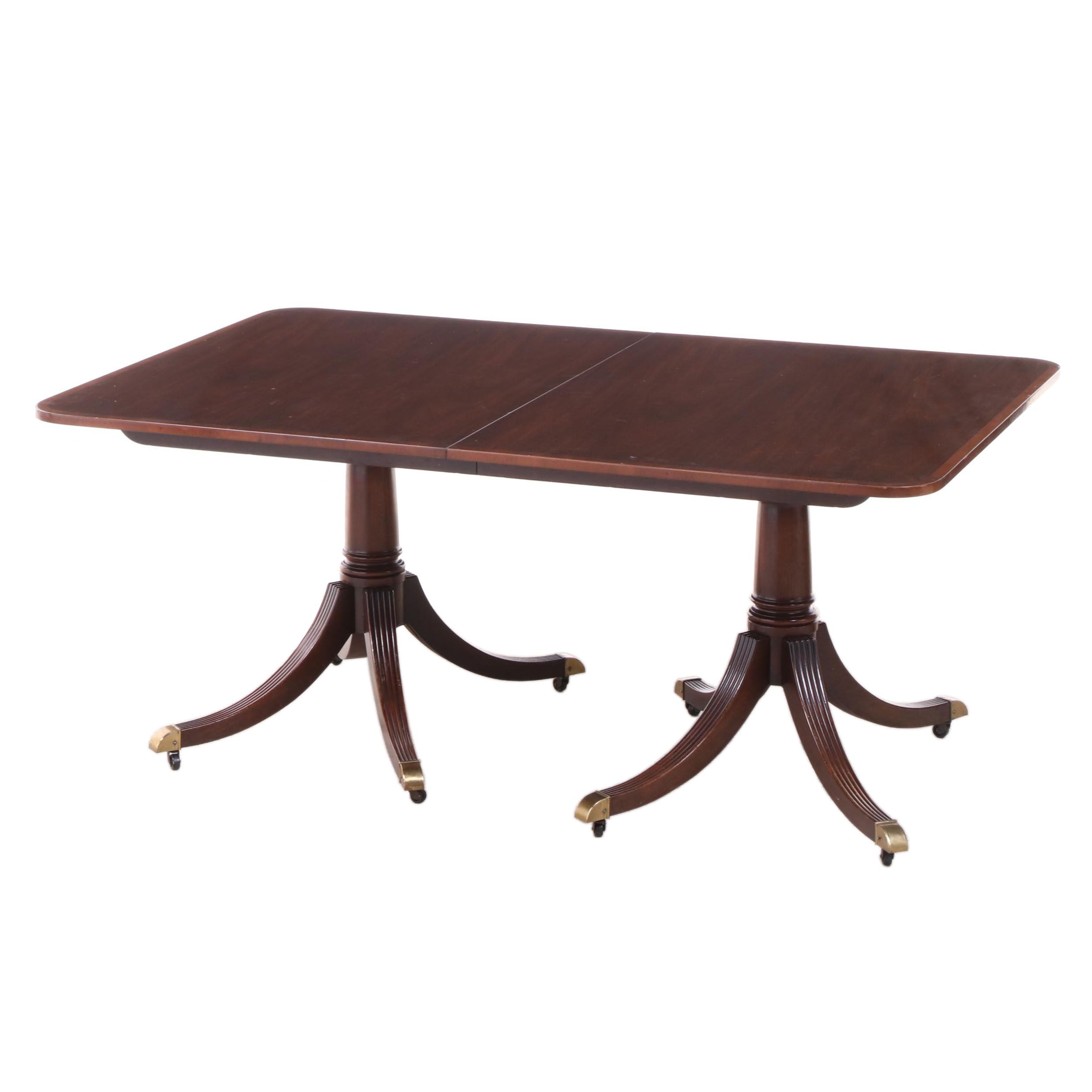 George III Style Double-Pedestal Dining Table, Late 20th Century