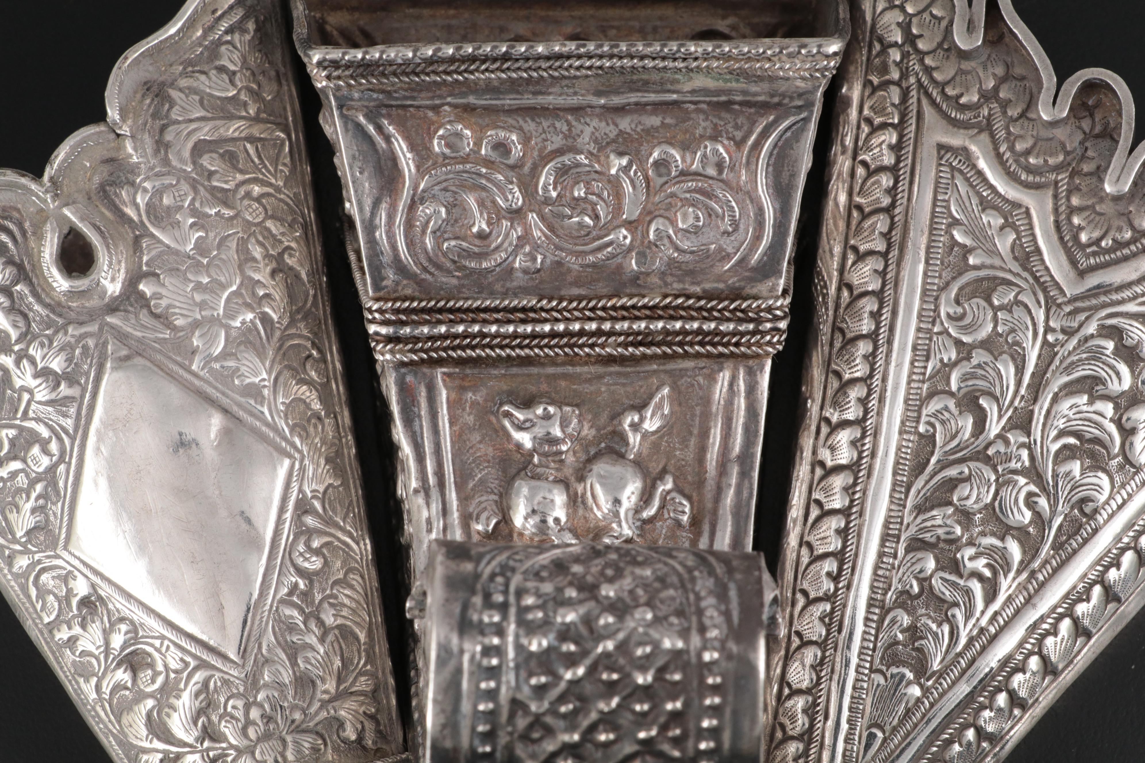 Straits Chinese and Thai Silver Repoussé and Openwork Betel Leaf Holders