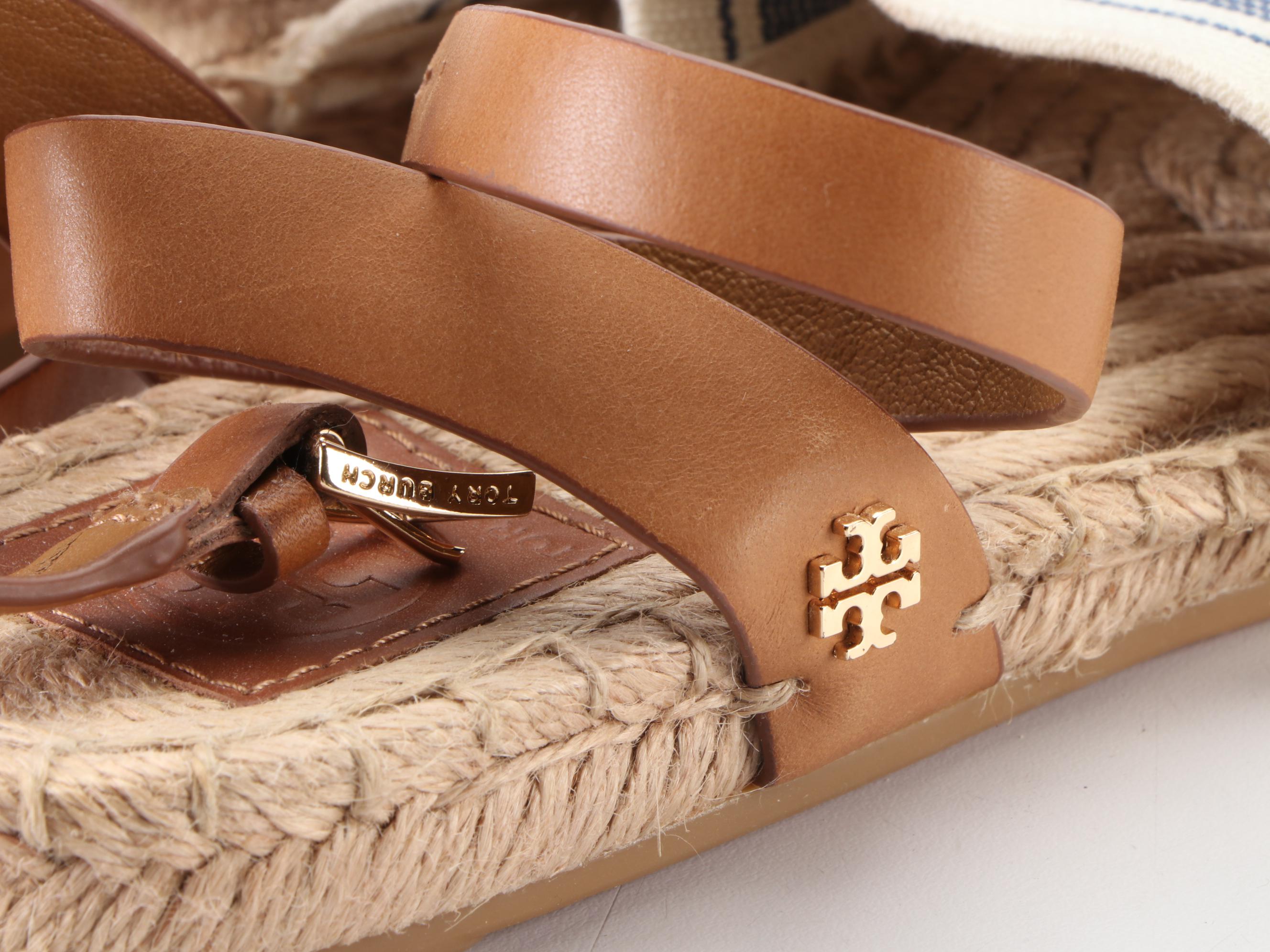 Tory Burch Espadrille Sandals with Leather and Stretch Canvas