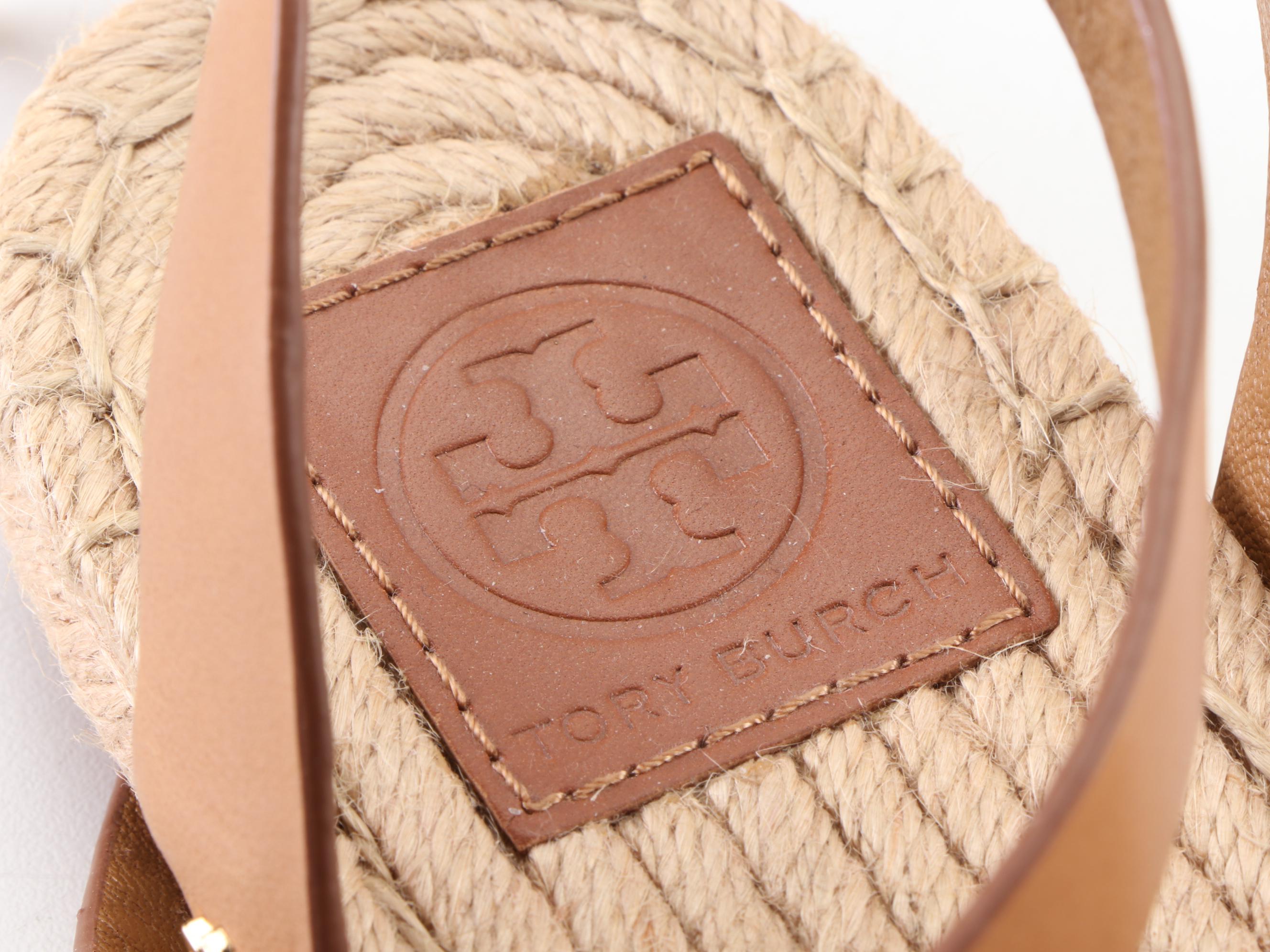 Tory Burch Espadrille Sandals with Leather and Stretch Canvas