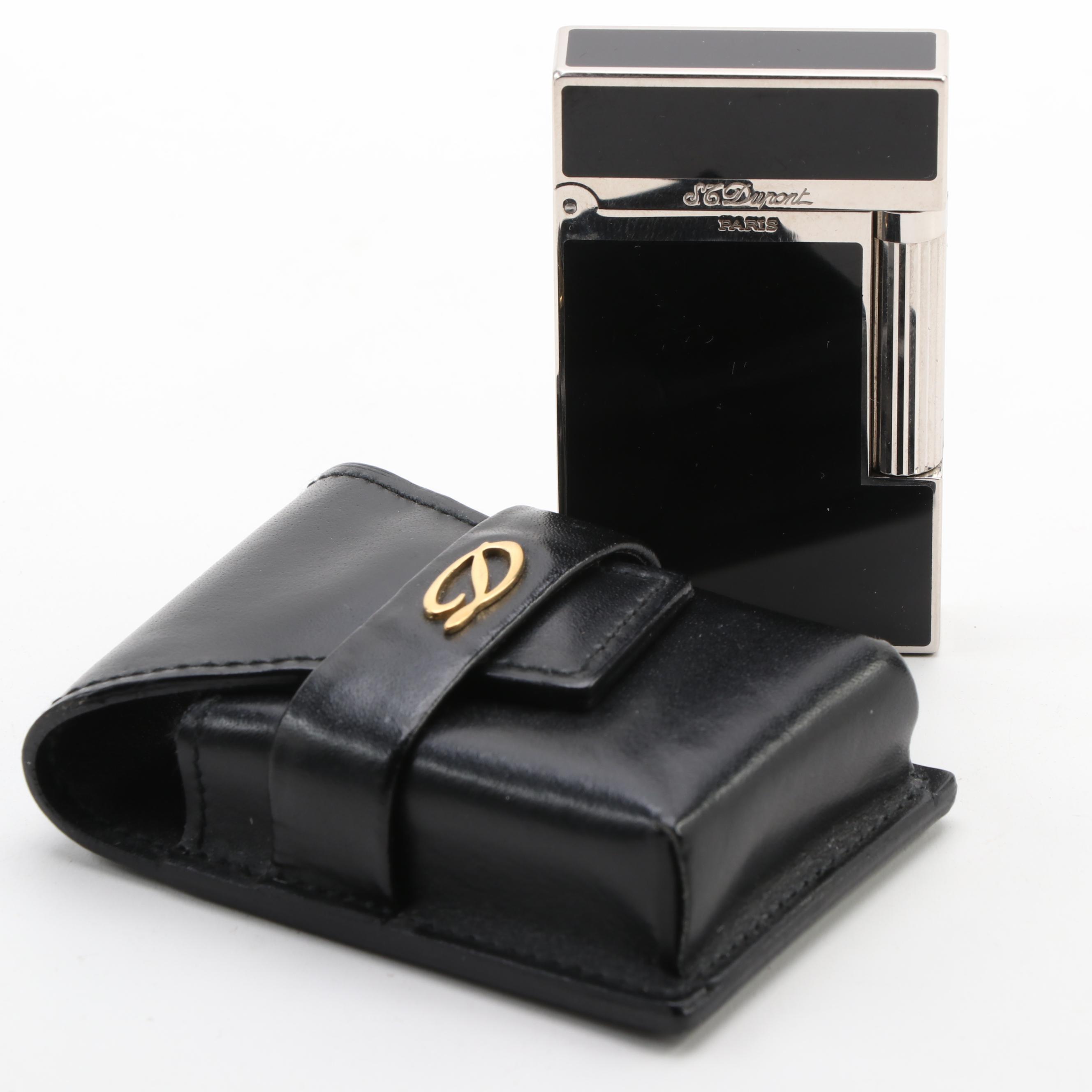 S.T. Dupont Ligne 2 Black Lacquer Lighter with Case