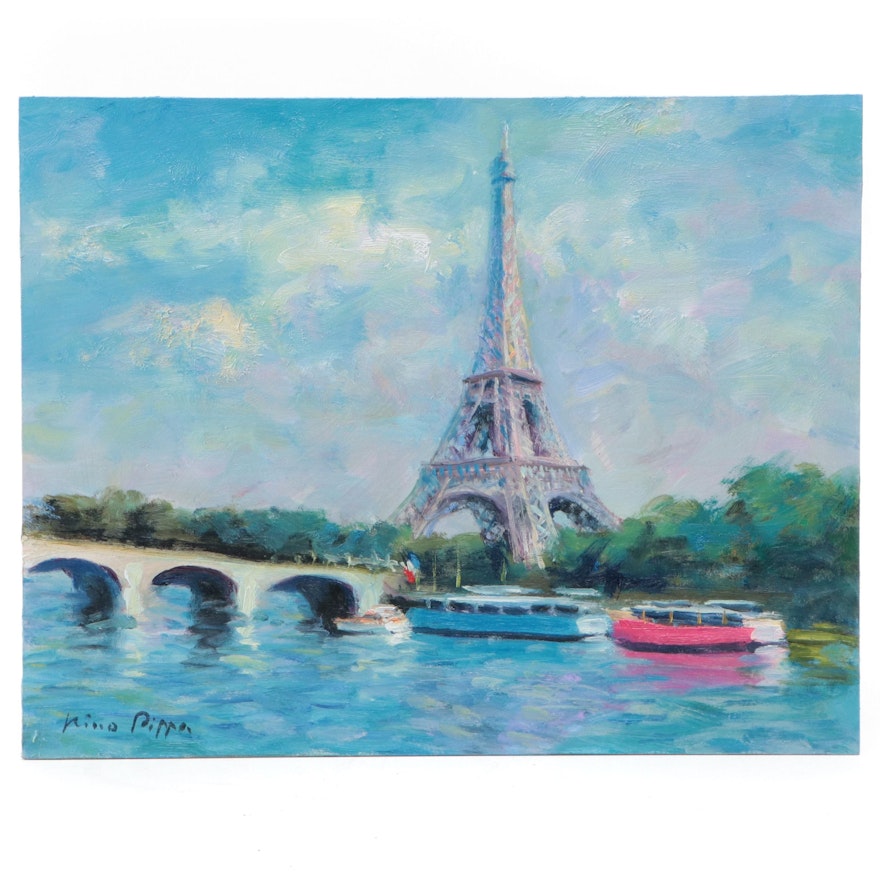 Nino Pippa Oil Painting "Eiffel Tower - Spring '17," 2017