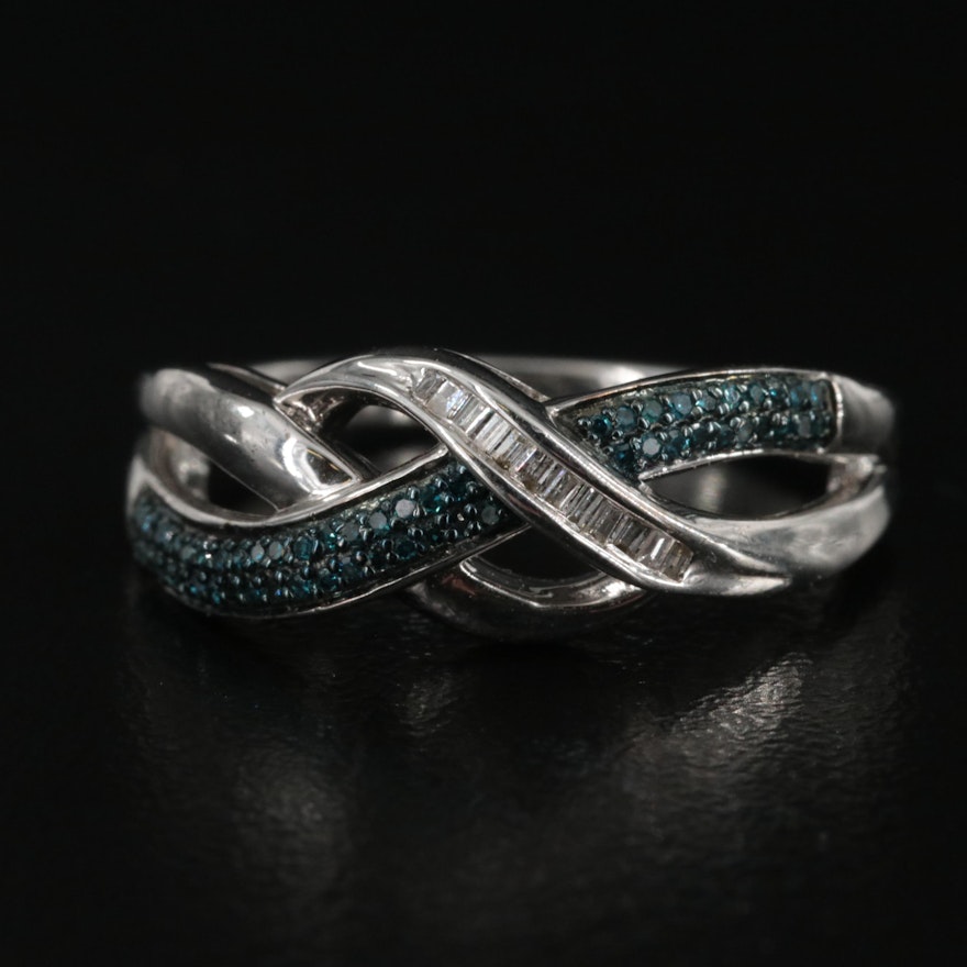 Sterling Diamond Crossover Ring