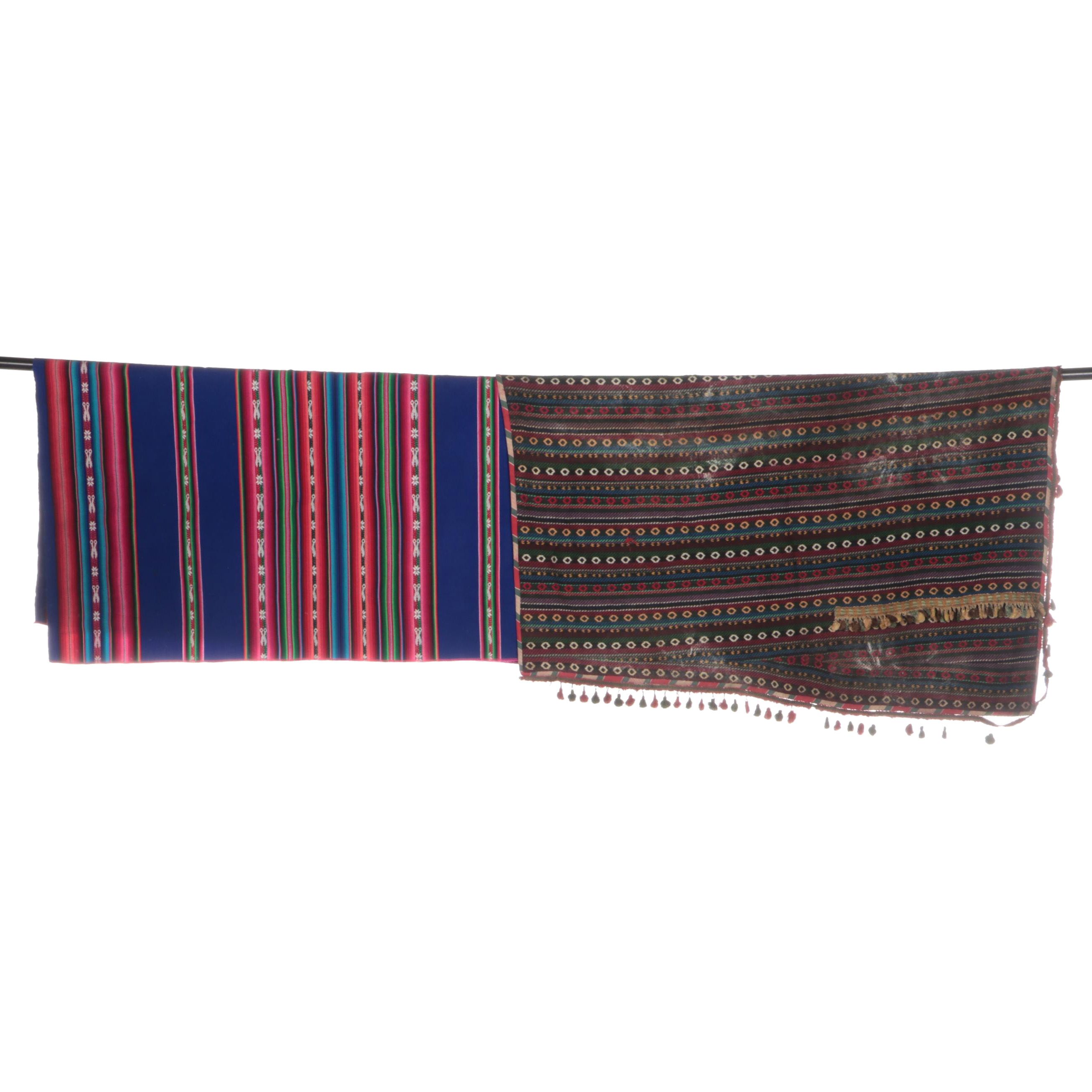 Central Asian Flat Woven Saddle Blanket and South American Aguayo Textile