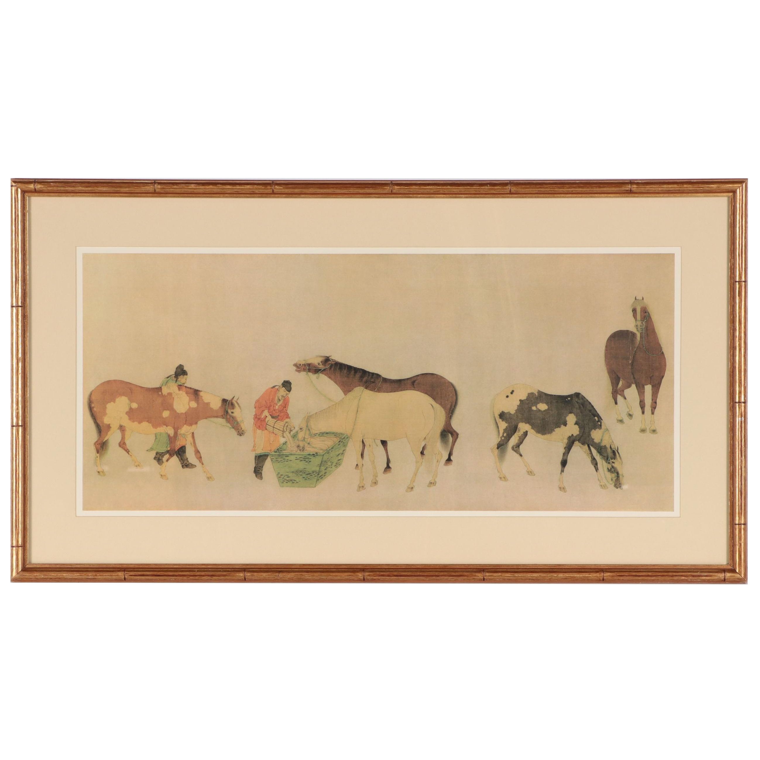 Photomechanical Print After Detail of Ming Dynasty Painting of Eight Horses