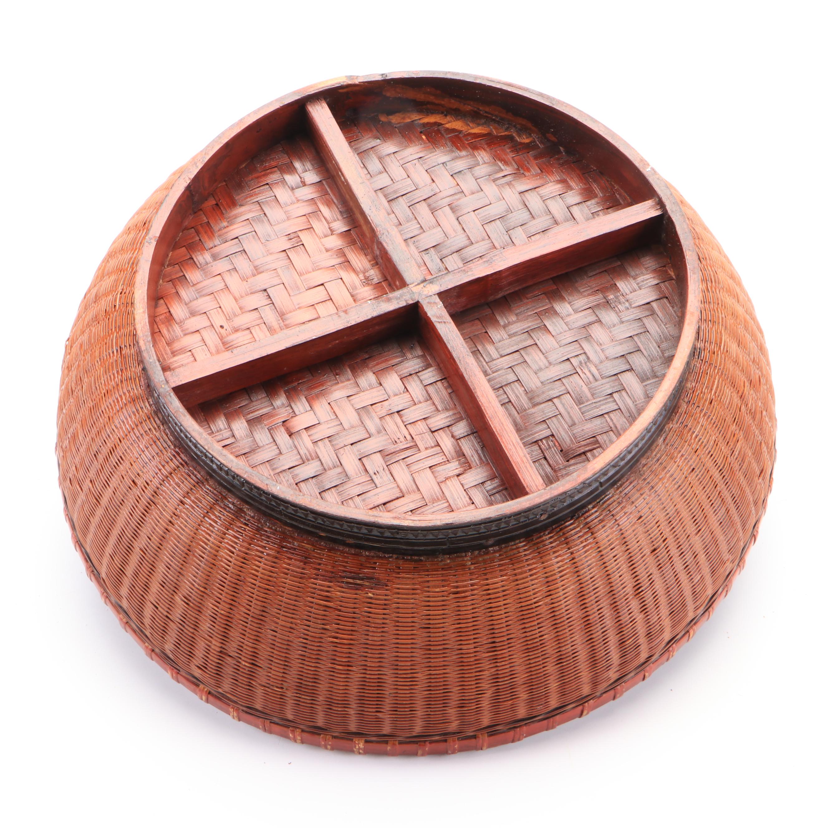 Rwandan Grass Basket, Sudanese Wall Decor, Asian Basket, Elephants on String