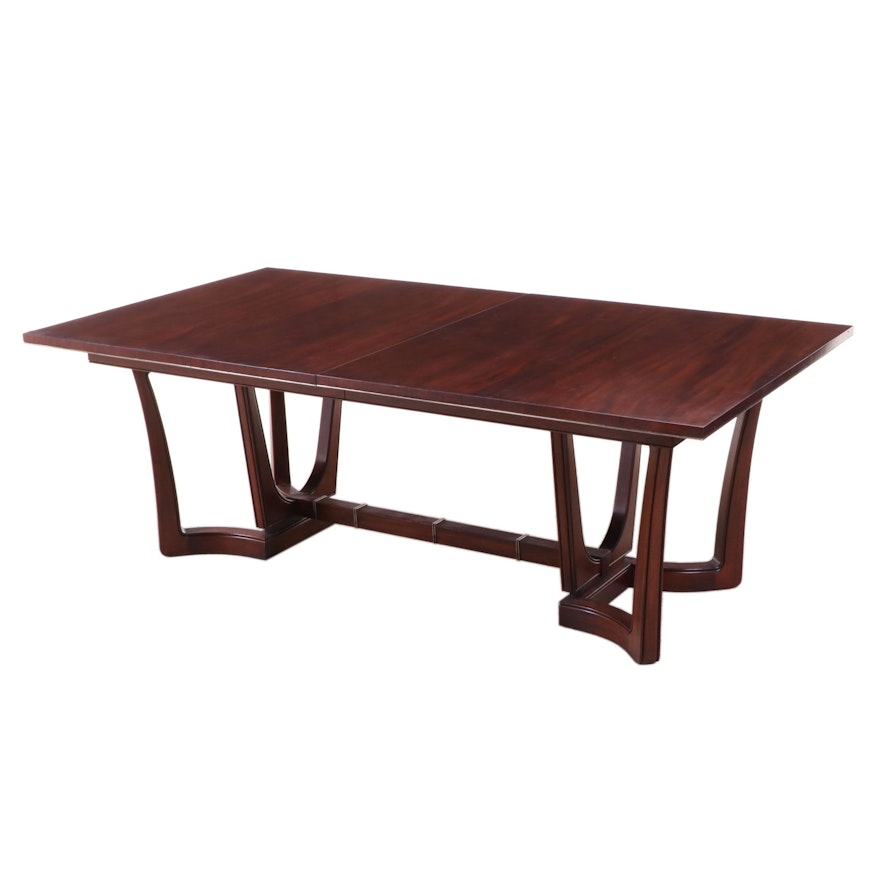 Modernist Metal-Mounted Mahogany Extending Dining Table, Mid/Late 20th Century