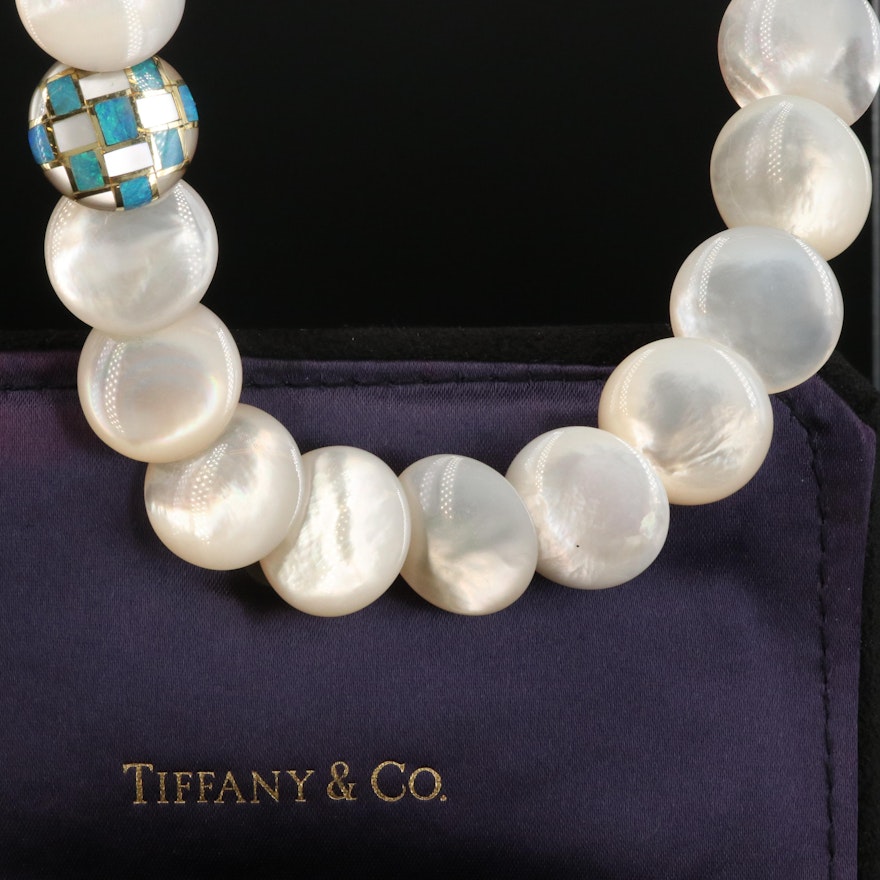 Tiffany & Co. 18K Opal and Mother-of-Pearl Button Mosaic Necklace