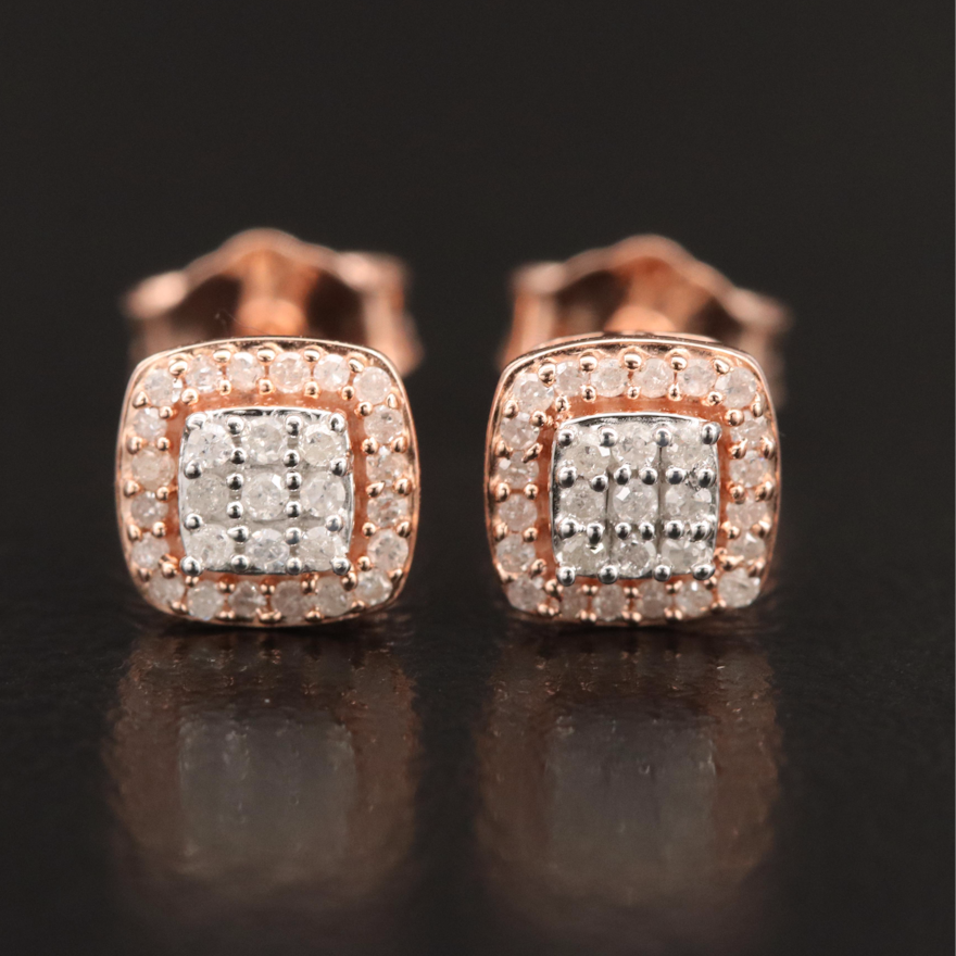 Sterling Diamond Cluster Earrings