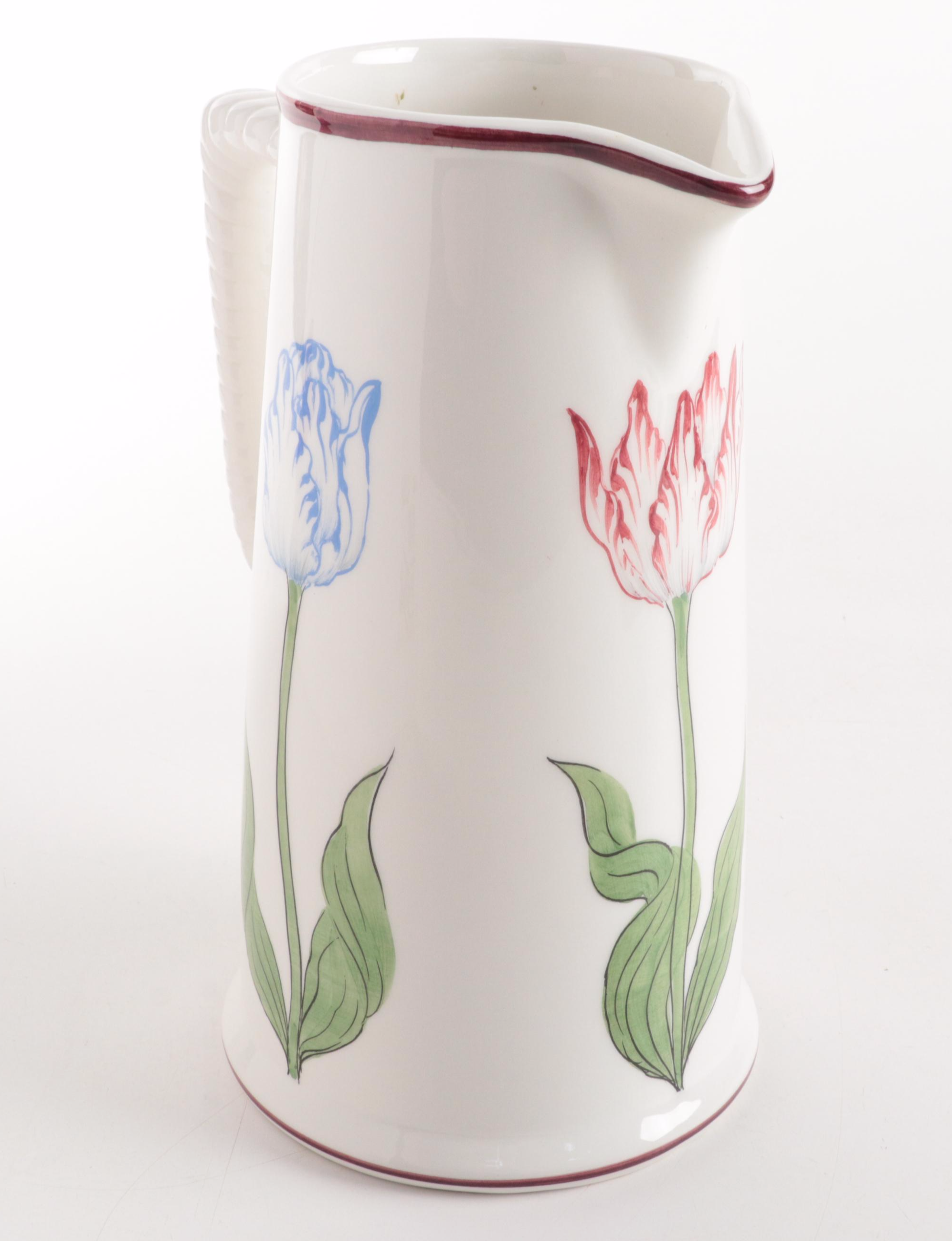 Este of Italy for Tiffany & Co. Hand-Painted Ceramic Tulip Pitcher