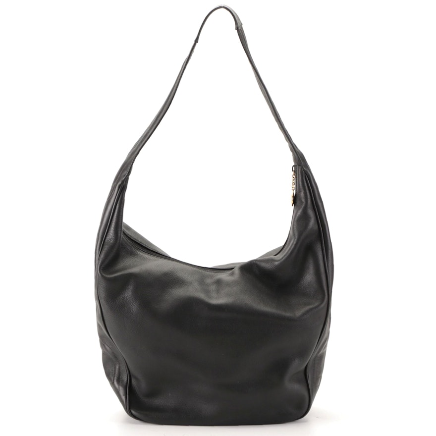 Gucci Large Hobo Bag in Black Leather with Horsebit Stitched Detailing