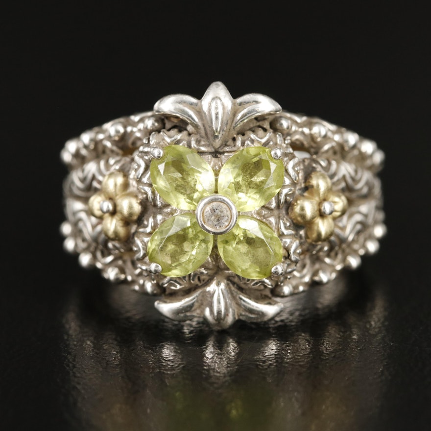 Barbara Bixby Peridot and Sapphire Ring with 18K Accent